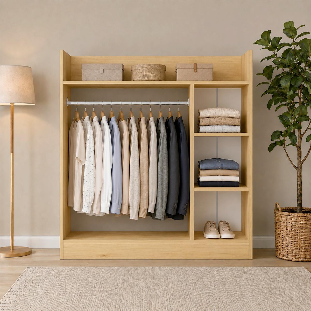 Offener Kleiderschrank Palosa "l" - Honigeiche, Modern, Holzwerkstoff/Metall (124/120/35cm) - Livetastic