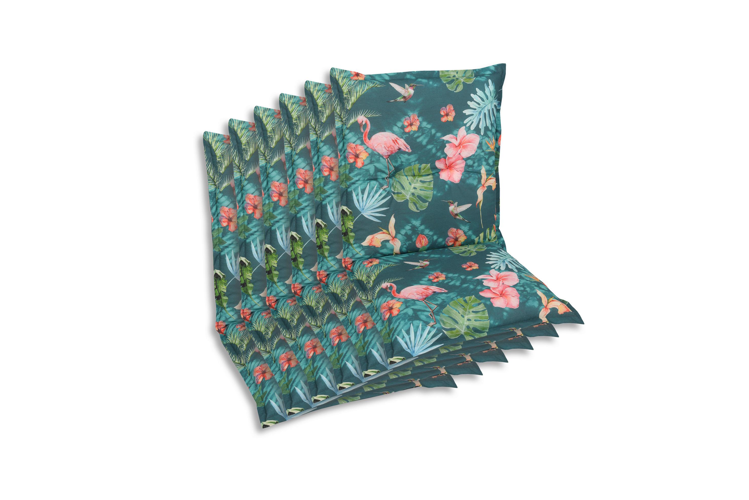 Sesselauflagenset 6-Teilig Blau/Grün/Rosa - Blau/Rosa, Basics, Textil (50/7/100cm)