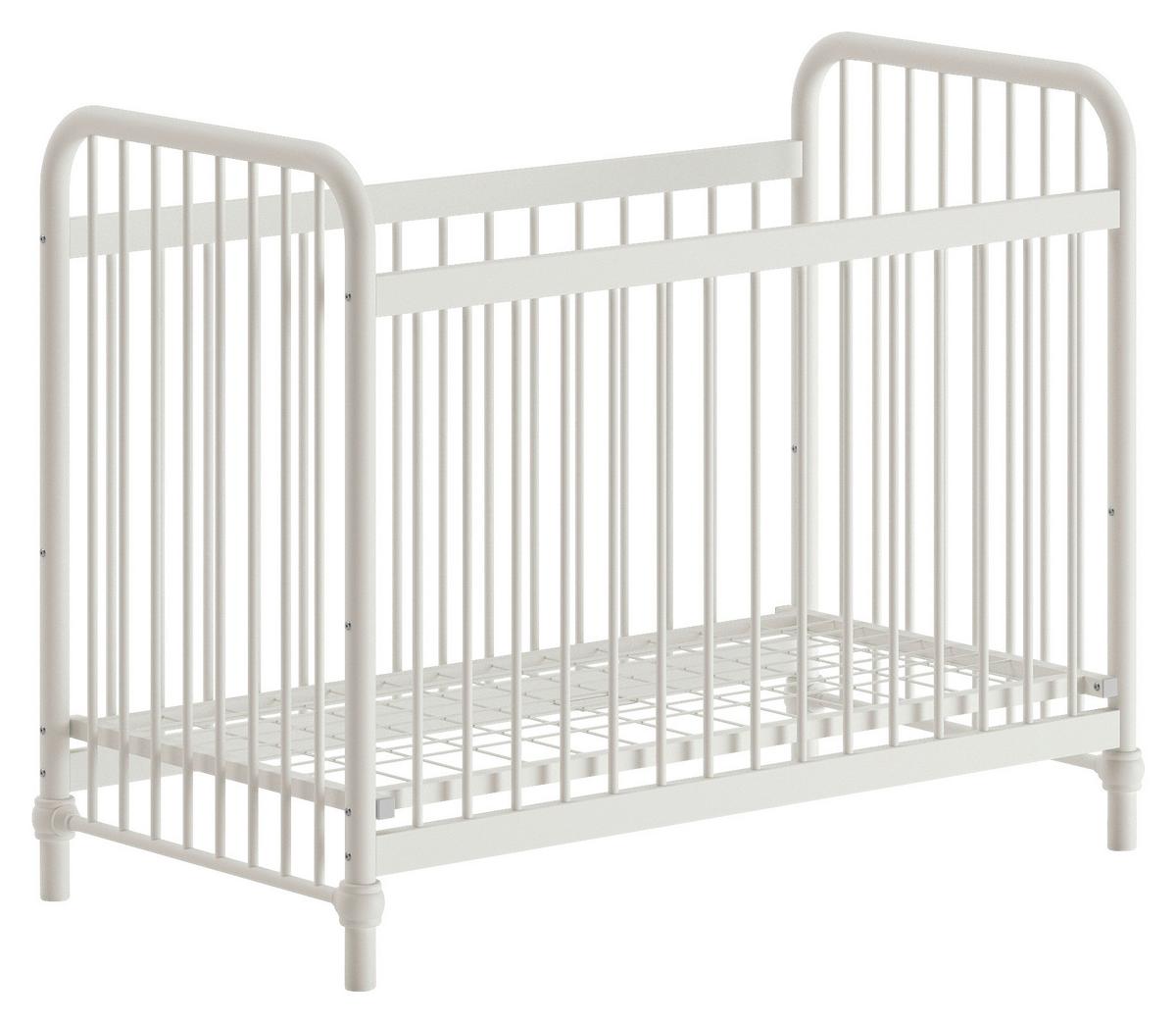 Gitterbett Bronxx ca. 60x120 cm Weiß Matt - Weiß, ROMANTIK / LANDHAUS, Metall (60/120cm) - MID.YOU