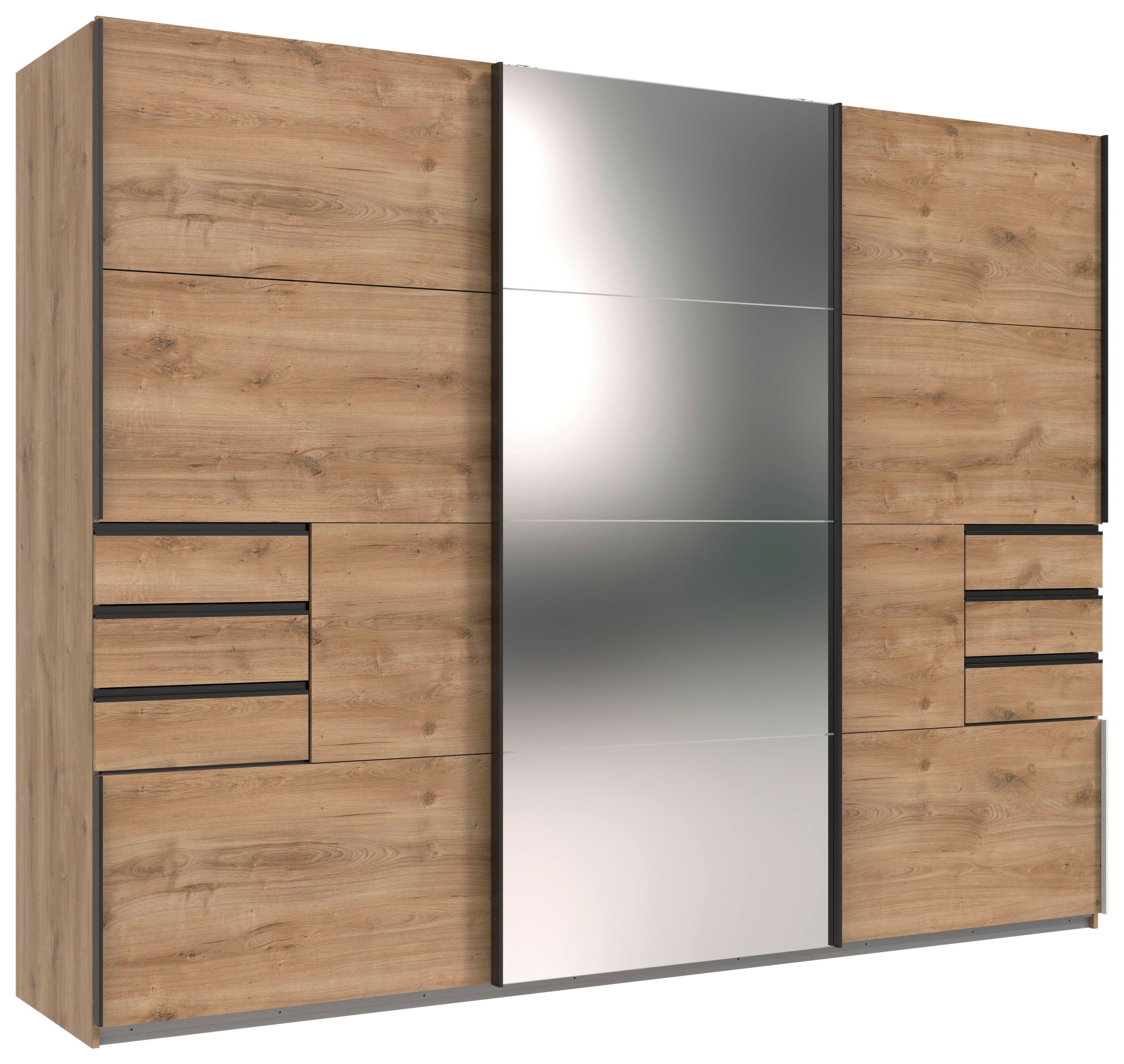 Schwebetürenschrank Saigon ca. 270x210 cm Eichefarben - Klar/Eichefarben, MODERN, Glas/Holzwerkstoff (270/208/64cm) - MID.YOU