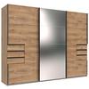 DULAP CU UșI CULISANTE SAIGON - scânduri de stejar/argintiu, Konventionell, sticlă/material pe bază de lemn (270/208/64cm) - Premium Living