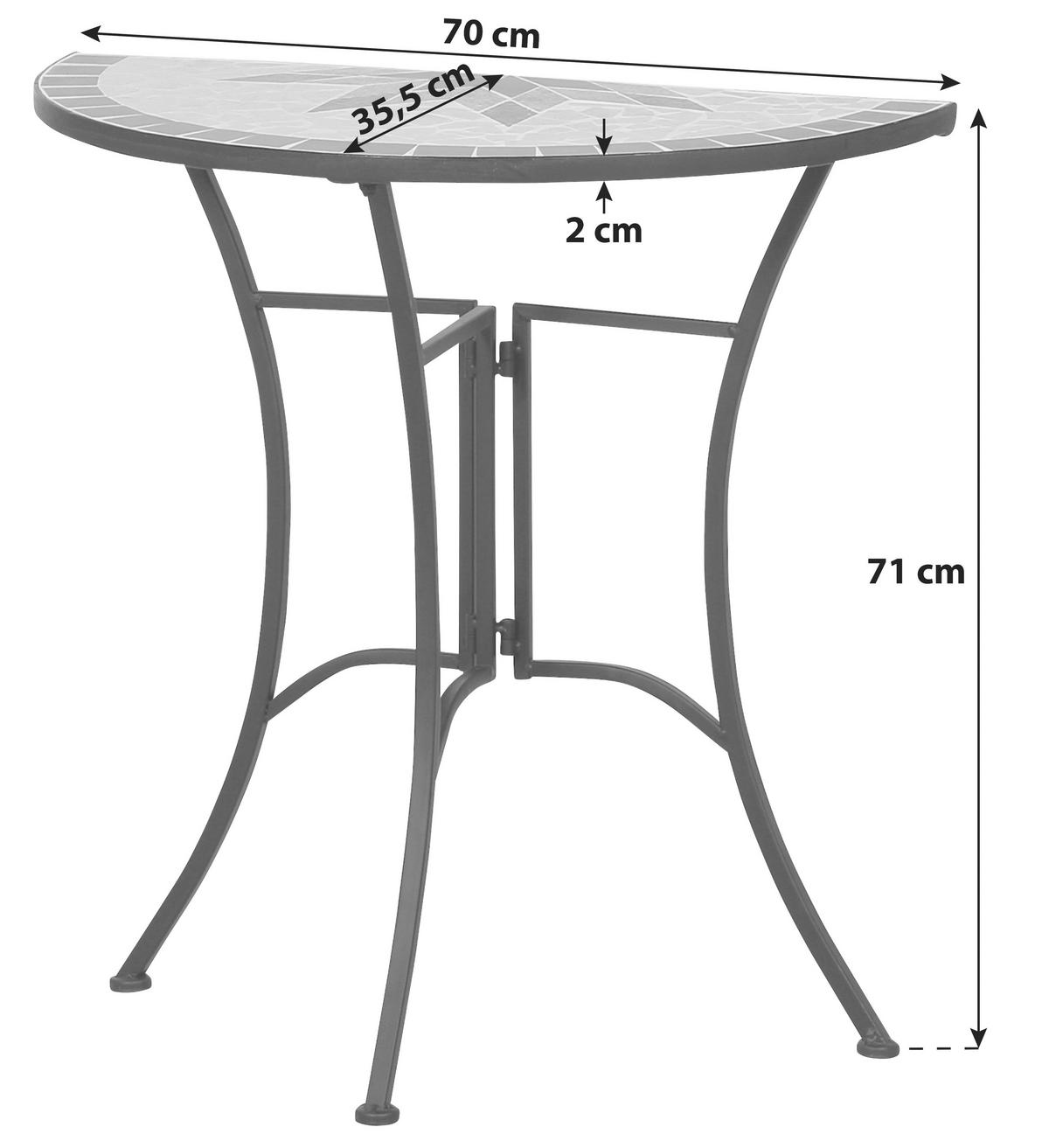 GARTENTISCH 875354 - Multicolor/Schwarz, MODERN, Keramik/Metall (70/35,5/71cm) - Siena Garden
