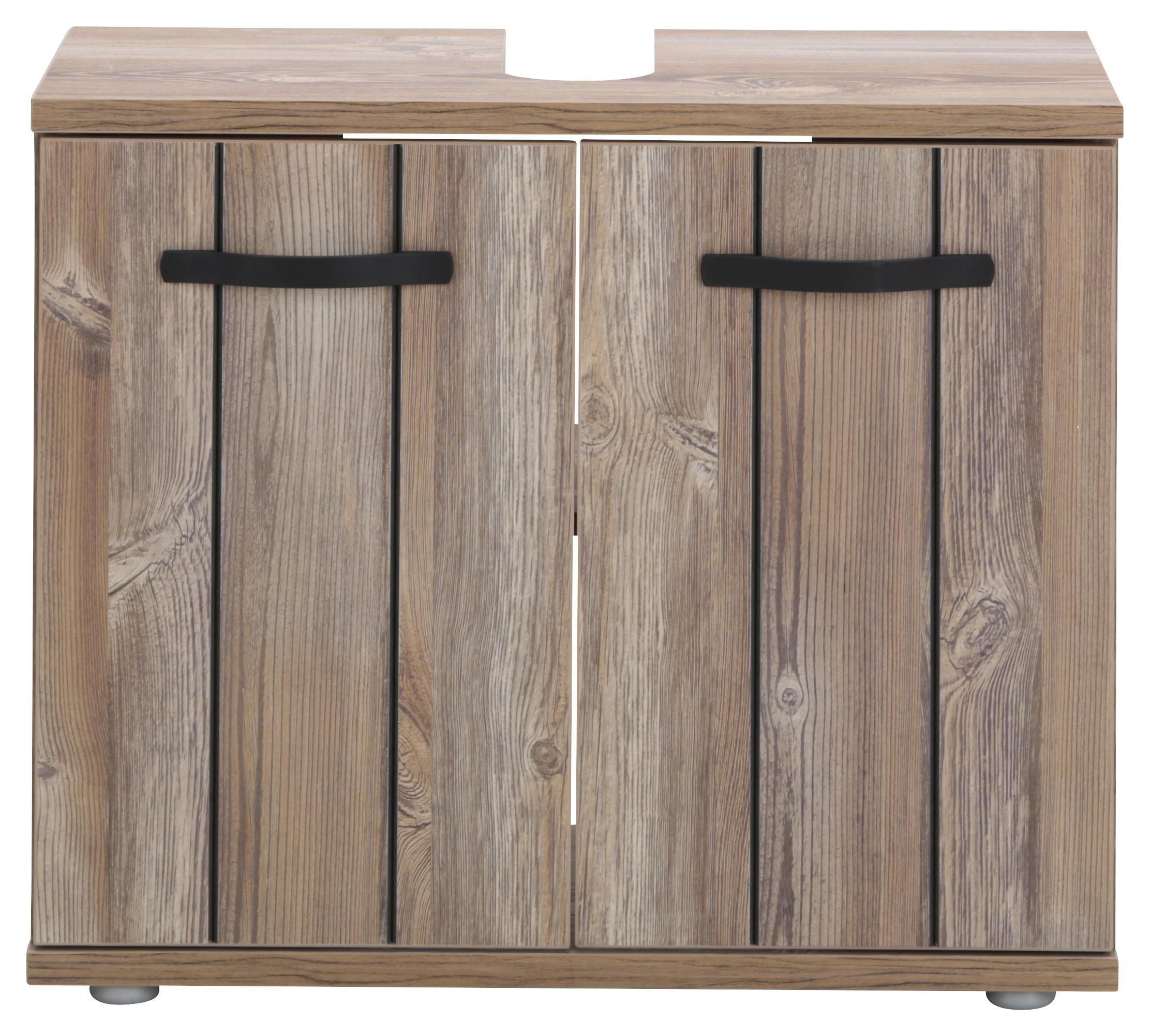 Waschbeckenunterschrank Kieferfarben/Dunkelgrau - Dunkelgrau/Schwarz, MODERN, Holzwerkstoff/Kunststoff (69/58/35cm) - Mömax modern living