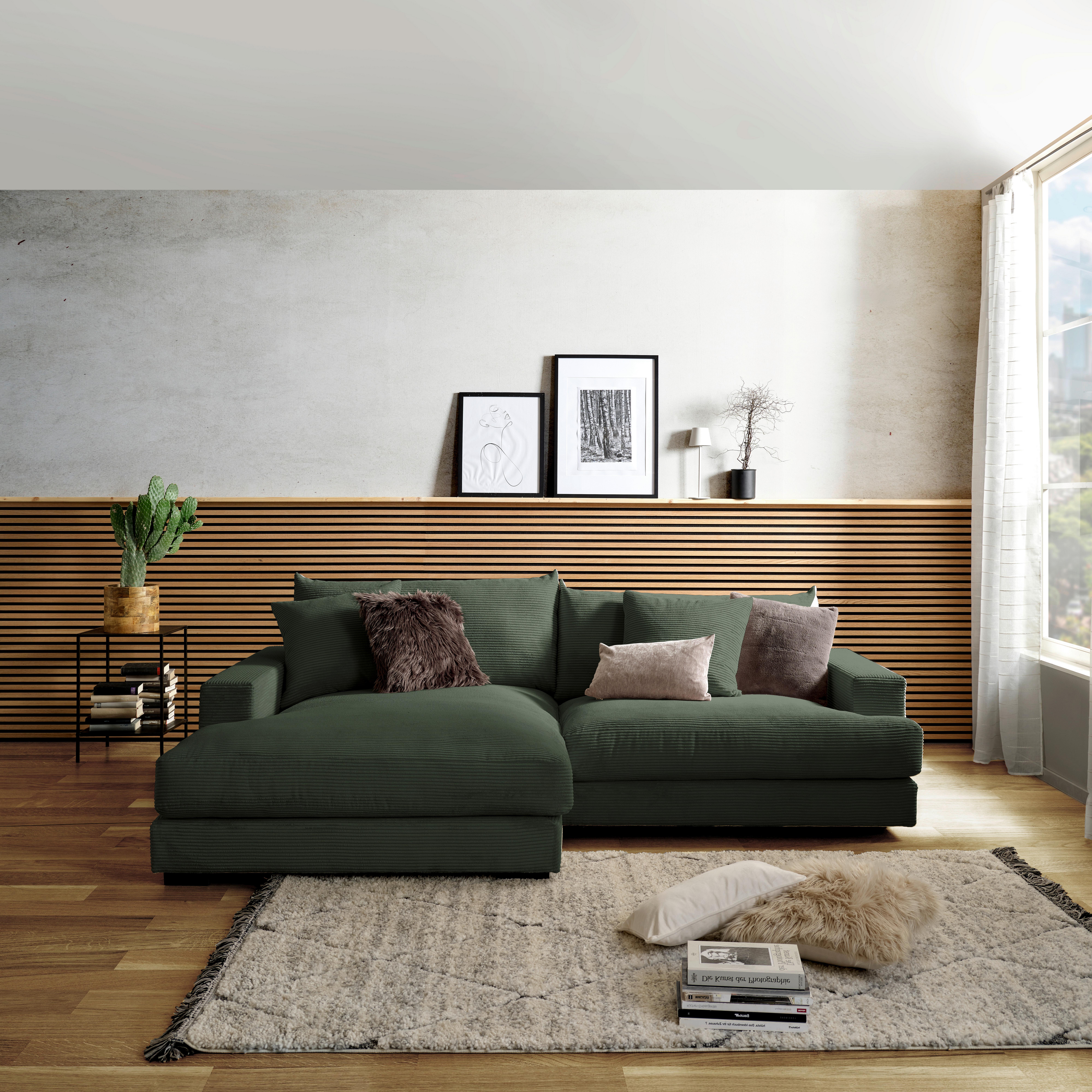 Kutna Garnitura Pelle - tamno zelena/crna, Moderno, tekstil (180/265cm) - Modern Living
