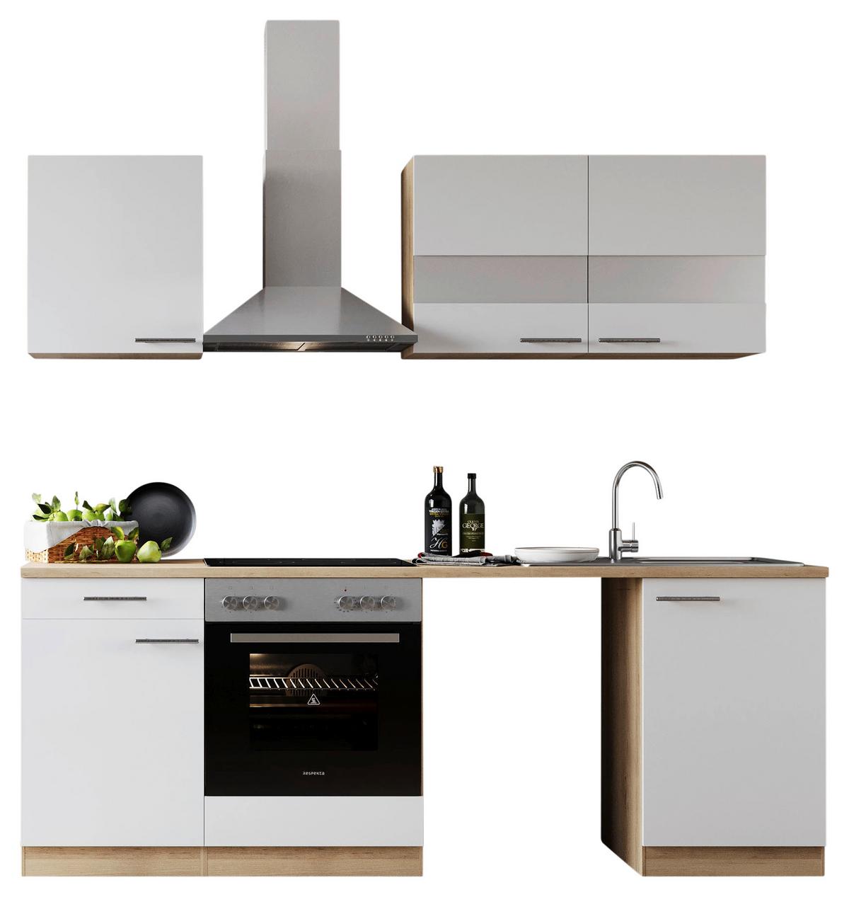 Kuhinjski Blok Z Aparati Merle, 220cm - barve nerjavečega jekla/črna, Basics, kovina/steklo (220cm) - Respekta