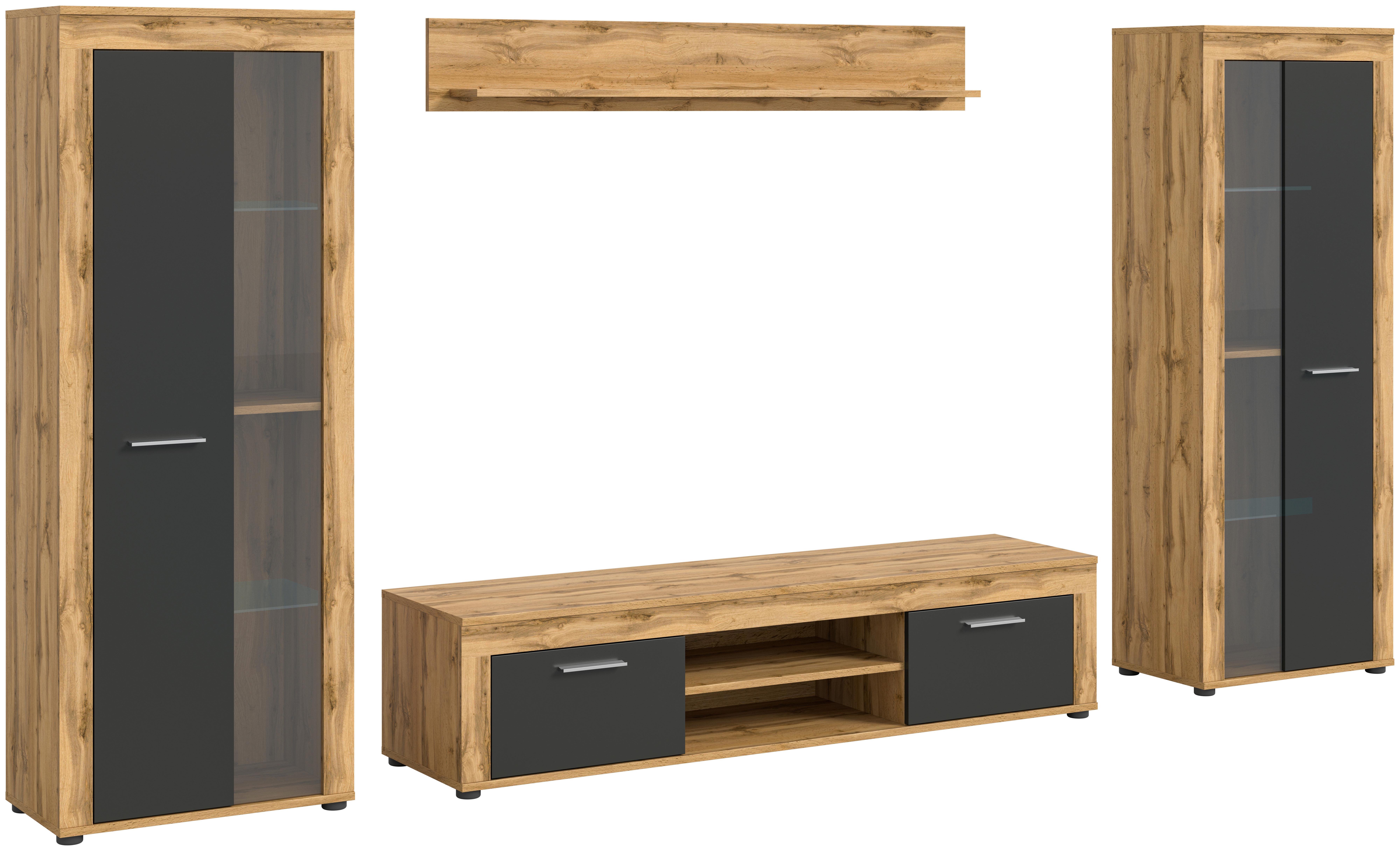 ANSAMBLU MOBILIER CAMERA DE Z JAM - stejar Wotan, Design, sticlă/material pe bază de lemn (310/159/35cm) - Modern Living