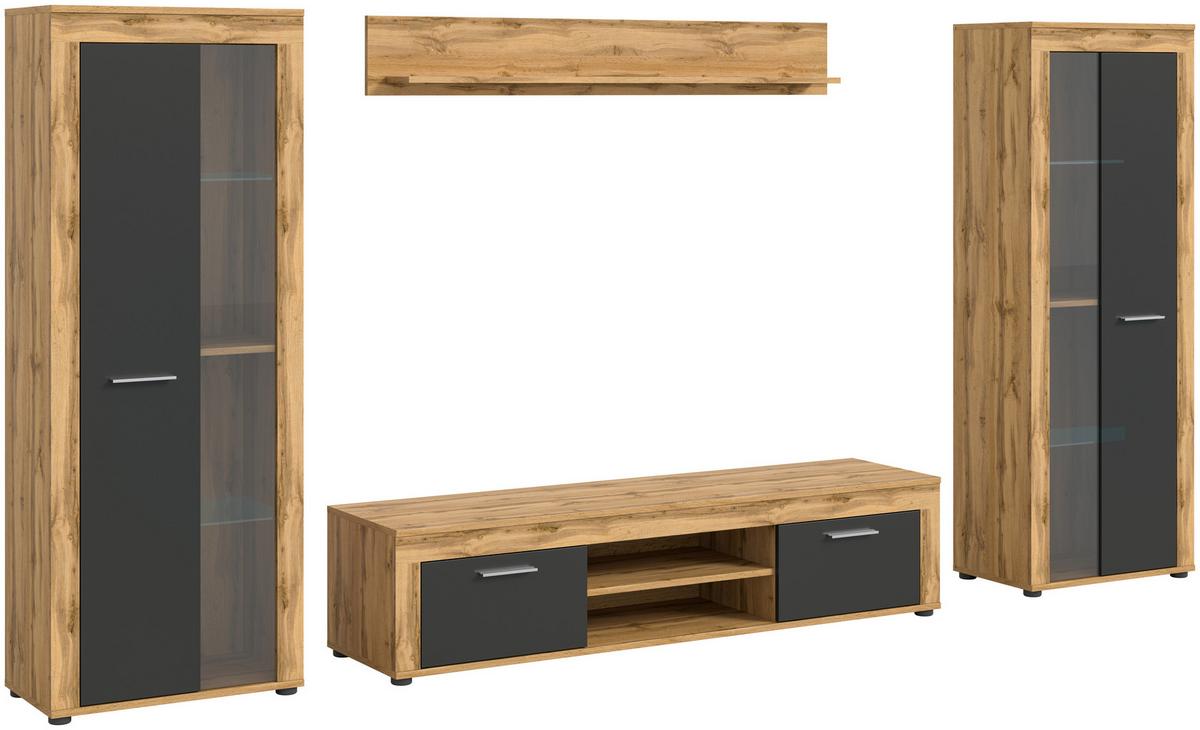 ANSAMBLU MOBILIER CAMERA DE Z JAM - stejar Wotan, Design, sticlă/material pe bază de lemn (310/159/35cm) - Modern Living