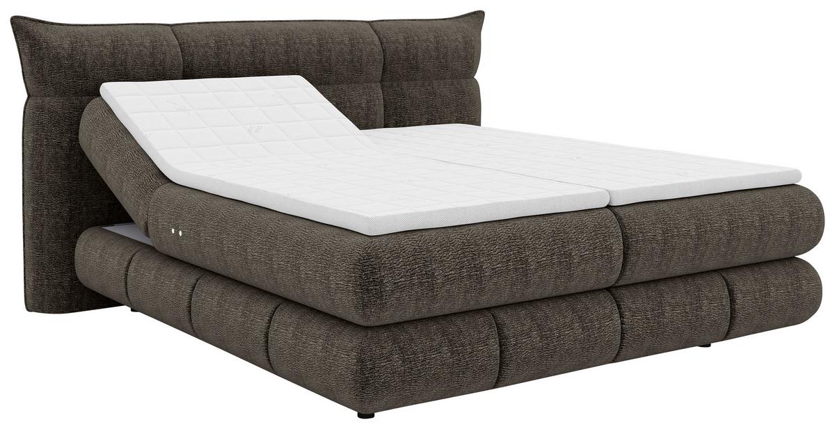 Boxspringbett Auris Braun ca. 180x200cm - Schwarz/Braun, KONVENTIONELL, Kunststoff/Textil (180/200cm) - Sembella