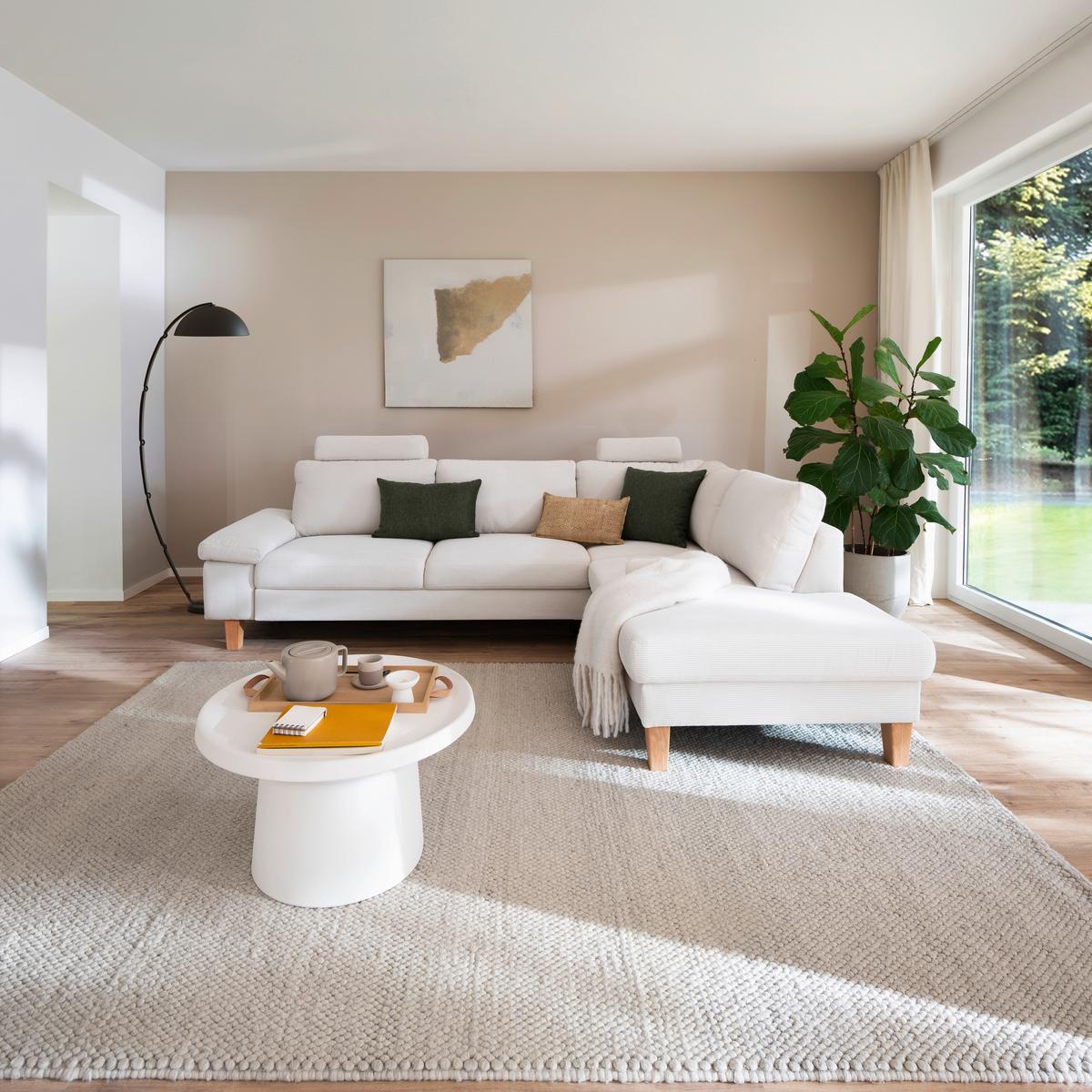 Wohnlandschaft Corvara Weiß - Weiß, KONVENTIONELL, Holz/Holzwerkstoff (286/86/220cm) - Premium Living