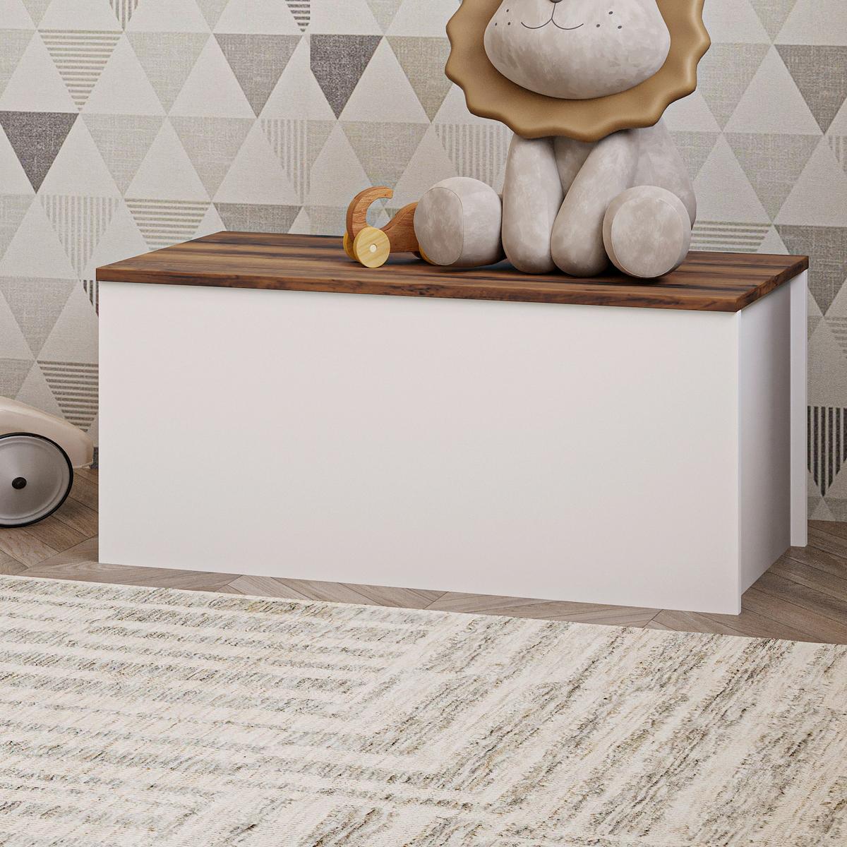 Truhe Florya Aufbewahrungsschrank - Weiss/Eichefarben, Design, Holz (45/45,5/90cm) - Livetastic
