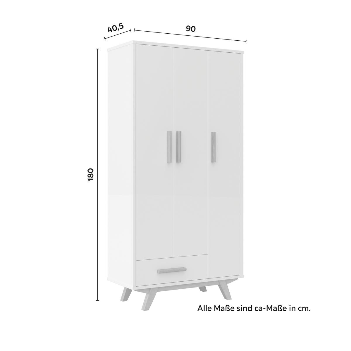 Drehtürenschrank Milan Weiß ca. 90x180x40 cm - Ecru/Weiss, Modern, Holz/Holzwerkstoff (90/180/40cm) - Bessagi Home