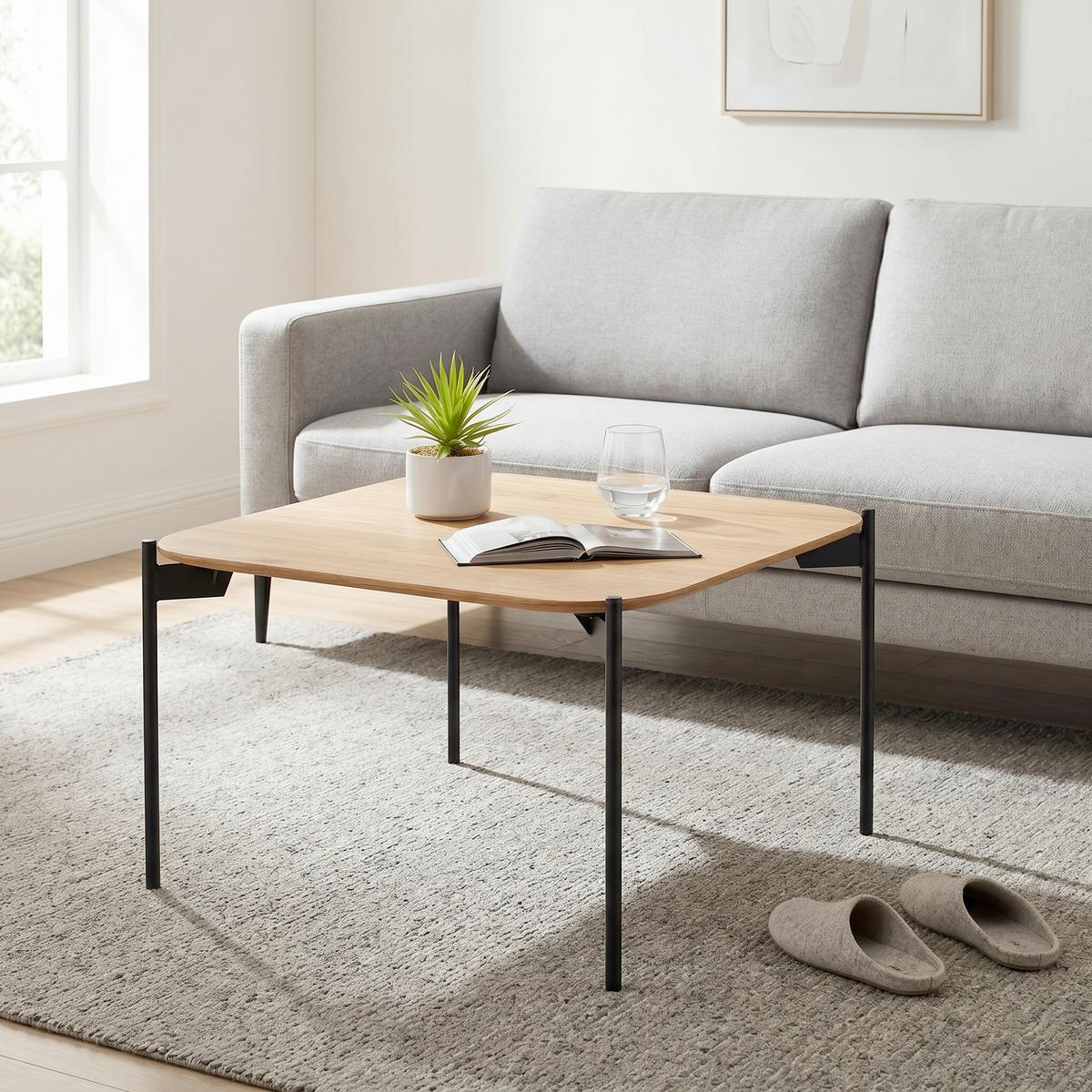 Klub Sto Alto - boja hrasta/crna, Moderno, drvo/metal (60/60/38cm) - Zandiara