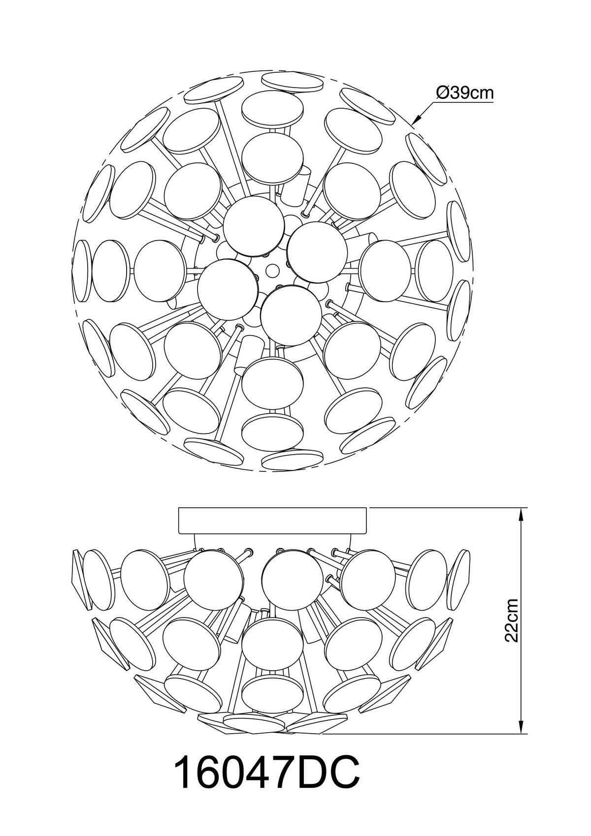 DECKENLEUCHTE 16047DC VIRINA - Klar/Chromfarben, Konventionell, Glas/Metall (39/22cm) - Globo