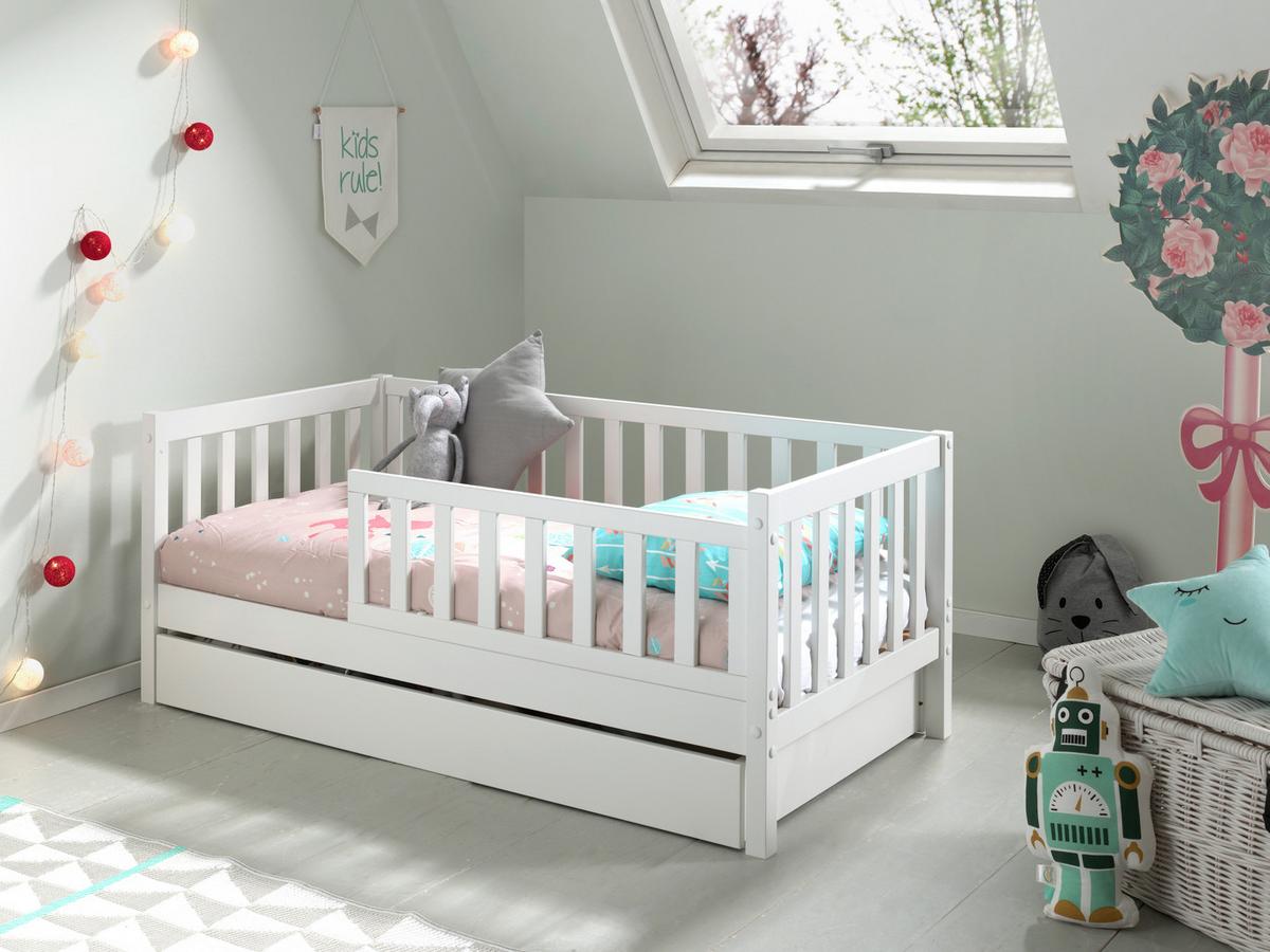 Kinder-/Juniorbett 70x140 cm, weiß - Naturfarben/Weiß, MODERN, Holz (70/140cm) - MID.YOU