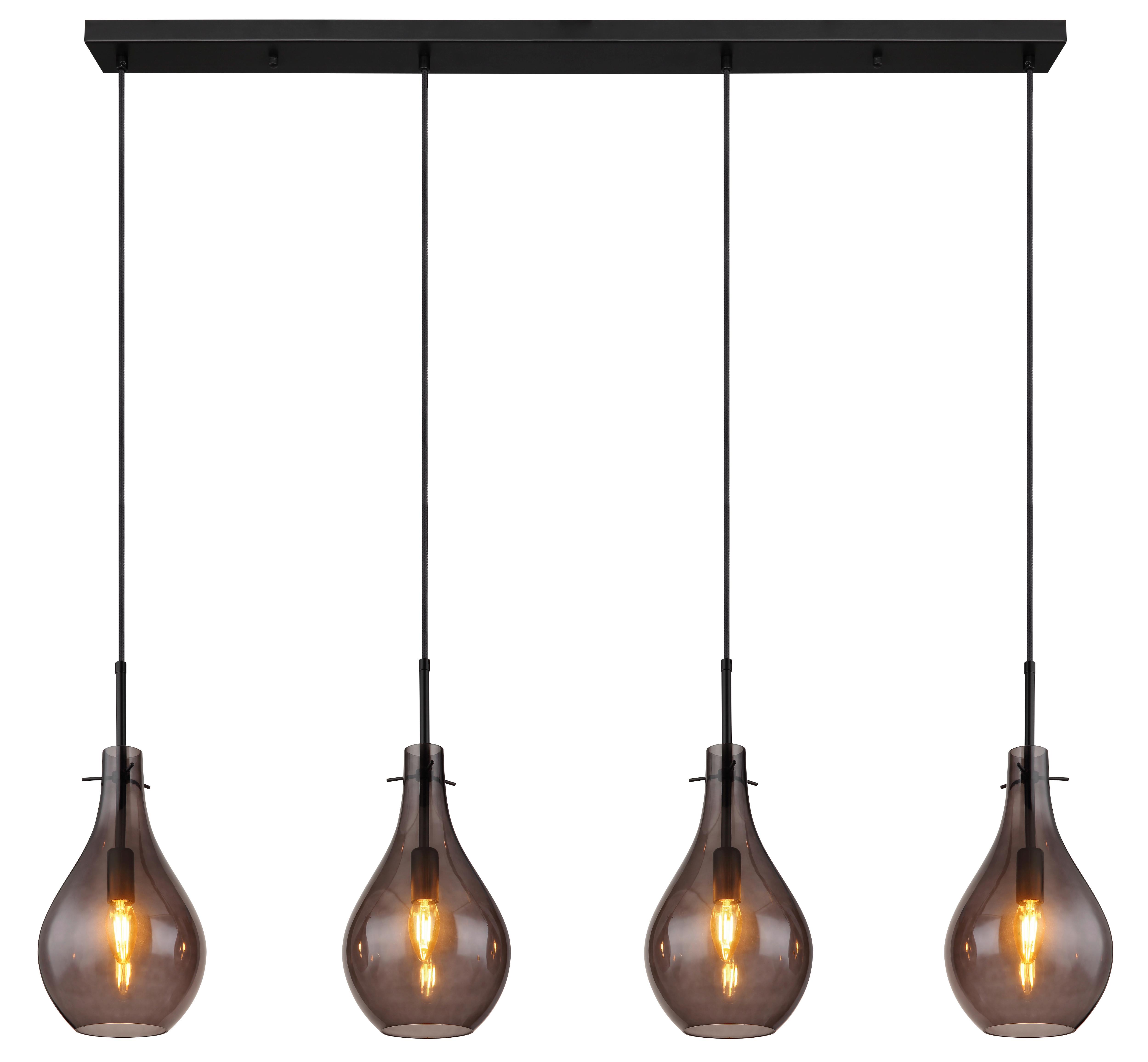 Hängeleuchte Oskus Schwarz max. 40 Watt - Schwarz, Design, Glas/Metall (110/18/120cm) - Globo