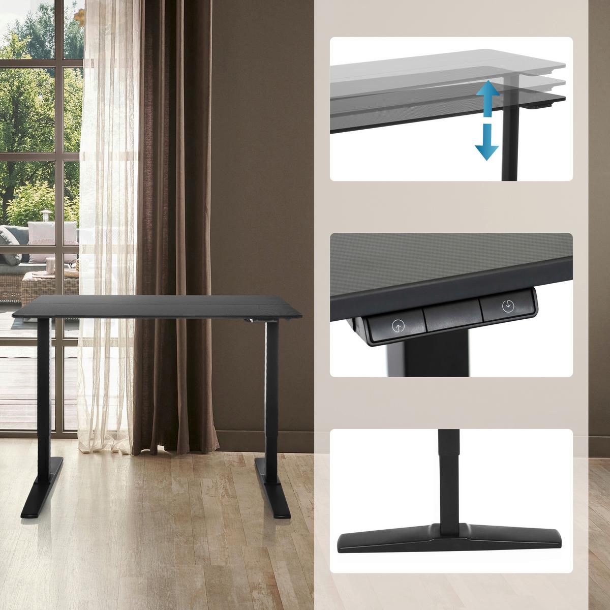 Dvižna Miza Stand Carbon, Črna - črna, Moderno, kovina/leseni material (120/60/75 - 120cm) - MID.YOU