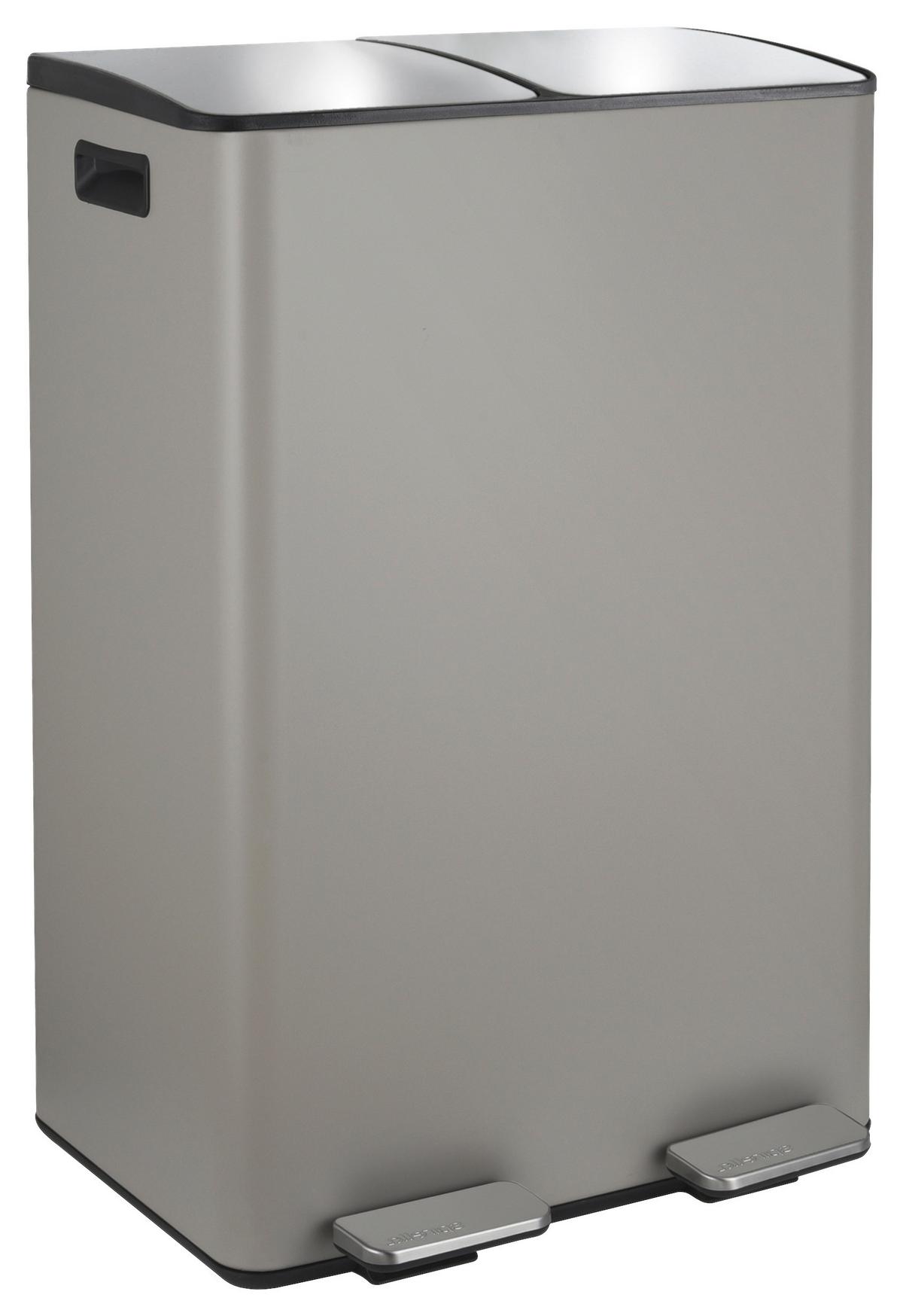 Treteimer Aliya Matt-Taupe - Taupe/Schwarz, Basics, Kunststoff/Metall (45/30/71cm) - Spirella