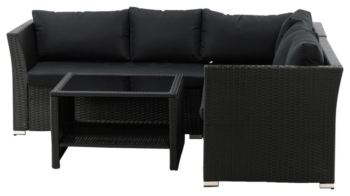 LOUNGEGARNITUR HAITI - Schwarz, KONVENTIONELL, Kunststoff - Gardenson