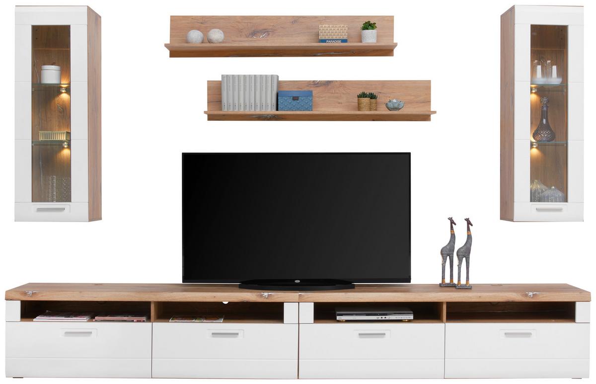 Viseća Vitrina Auris - bijela, Moderno, staklo/drvni materijal (40,3/123,4/37,1cm) - Modern Living