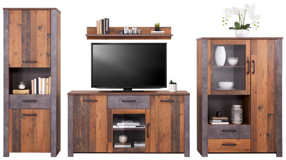 Komoda Ontario - boje hrasta/tamno siva, Trend, staklo/drvni materijal (162/86/41,5cm) - Modern Living