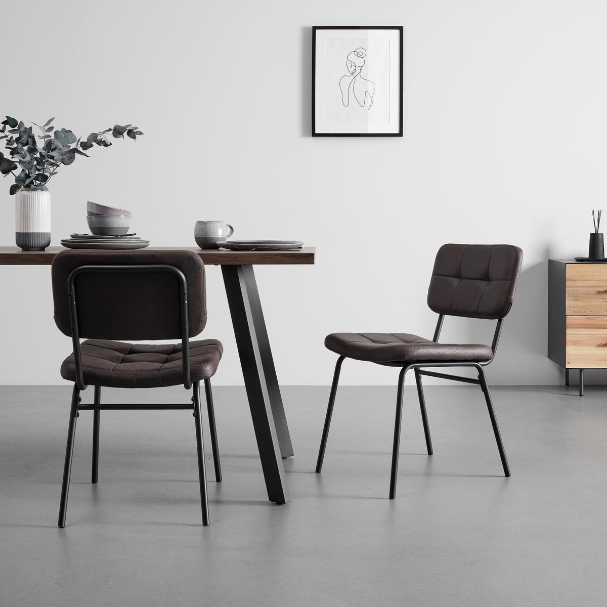 Stuhl 2er-Set Valentin Taupe gepolstert - Taupe/Schwarz, MODERN, Holz/Textil (44/80/59cm) - Bessagi Home
