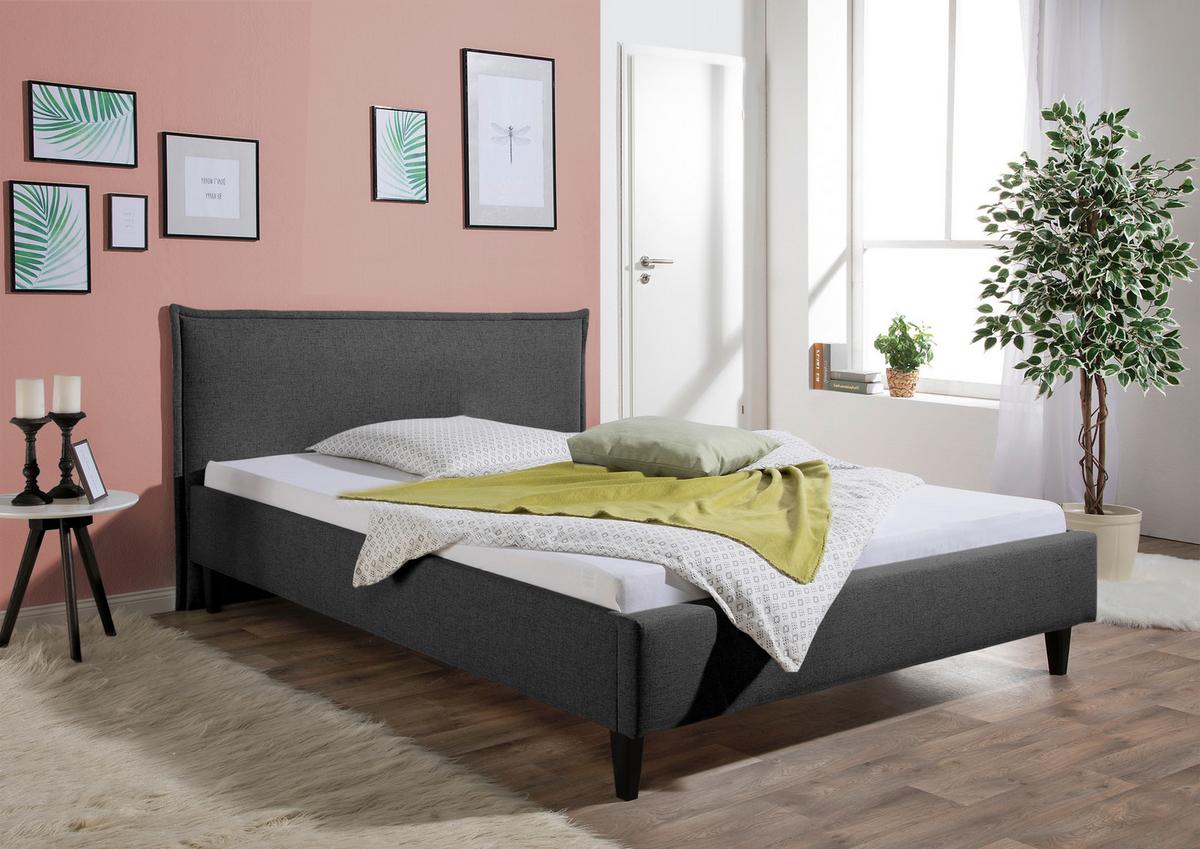 Polsterbett Roswell Hellgrau ca. 100x200 cm - Anthrazit/Schwarz, MODERN, Holz/Textil (100/200cm) - Livetastic
