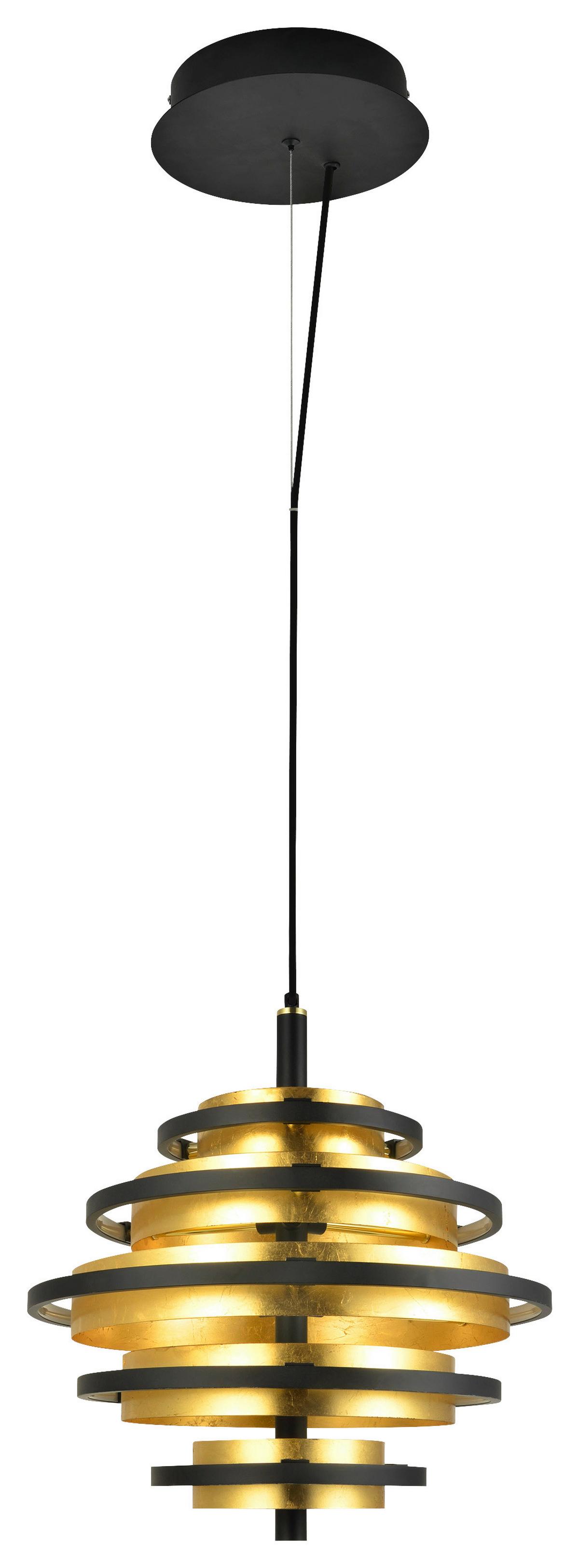 Led Függeszték 6375-5bg - fekete/sárgarézszínű, Design, fém (40/140cm)