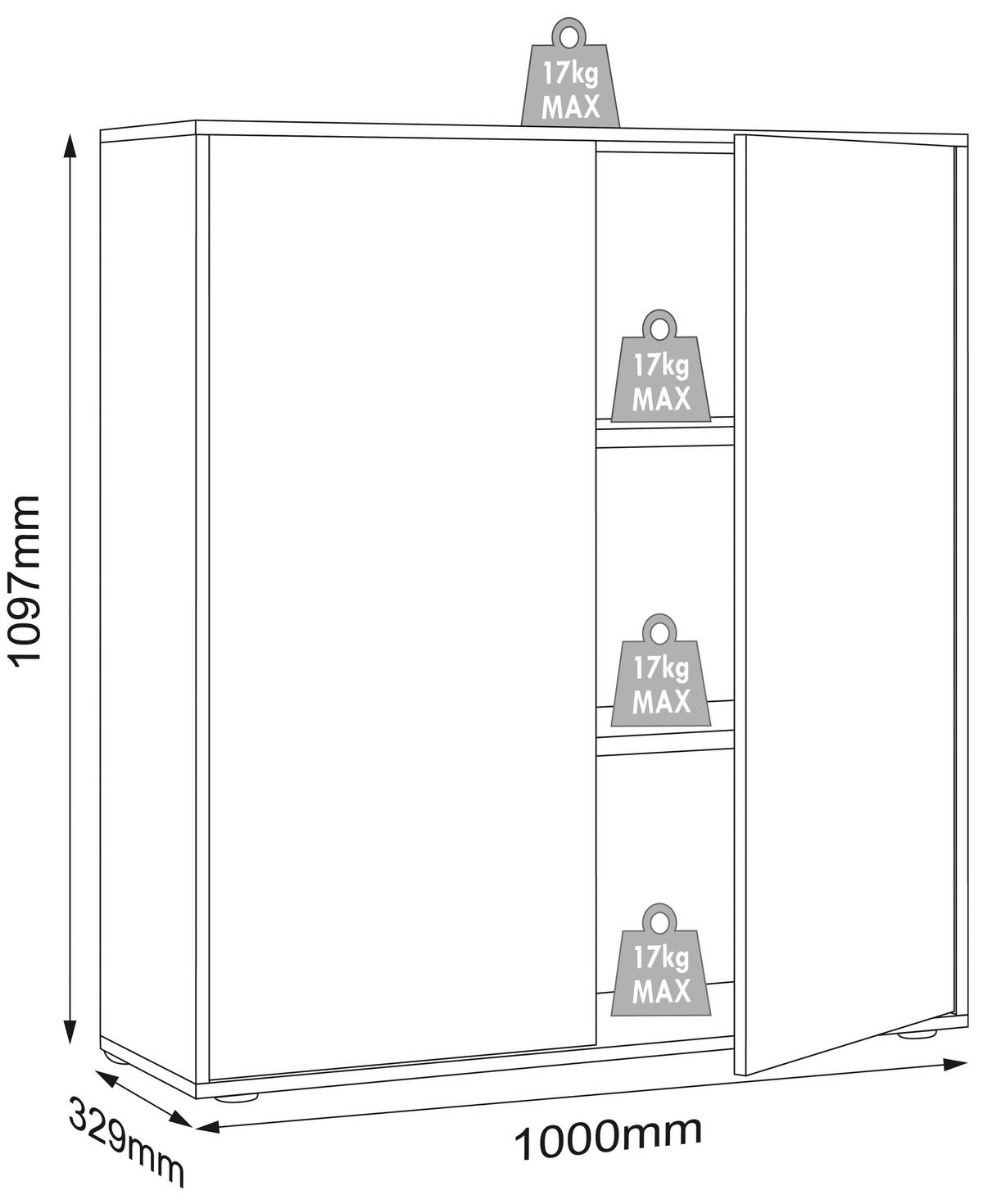 ARMOIRE À DOSSIERS SALIA B100 - chêne miel/blanc, Design, matériau de bois (100/110/33cm) - MID.YOU