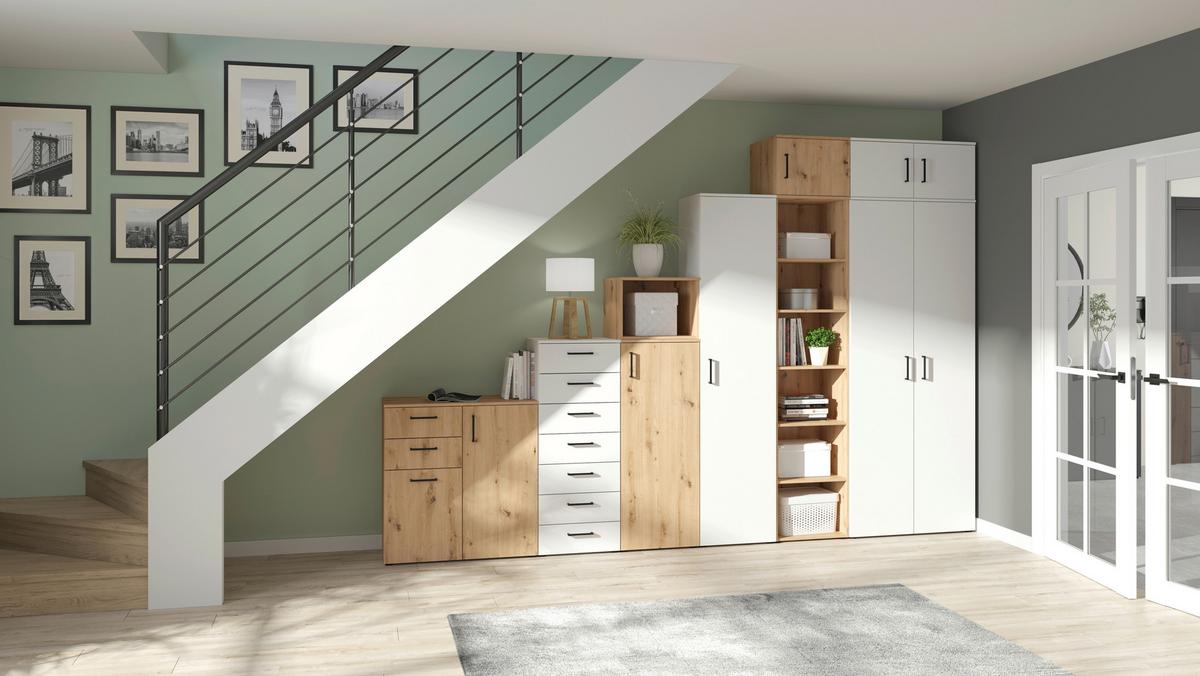 Kommode Multistauraum Eiche Artisan - Anthrazit/Schwarz, Modern, Holzwerkstoff/Kunststoff (120/83/40cm) - Premium Living