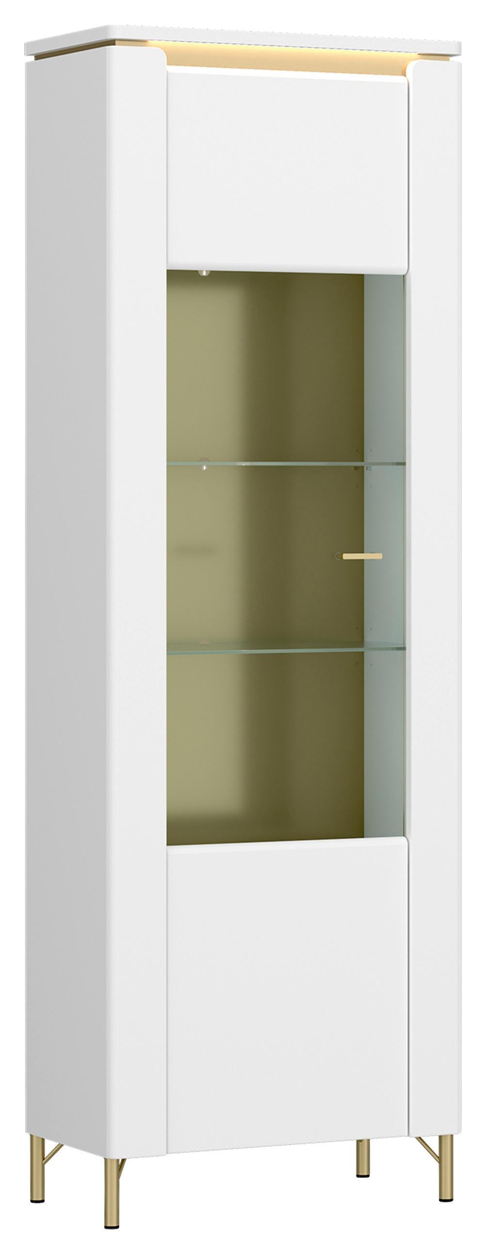 Vitrina Lazio - bijela/bijela visoki sjaj, Trend, staklo/drvni materijal (65,5/201,2/40cm) - Modern Living