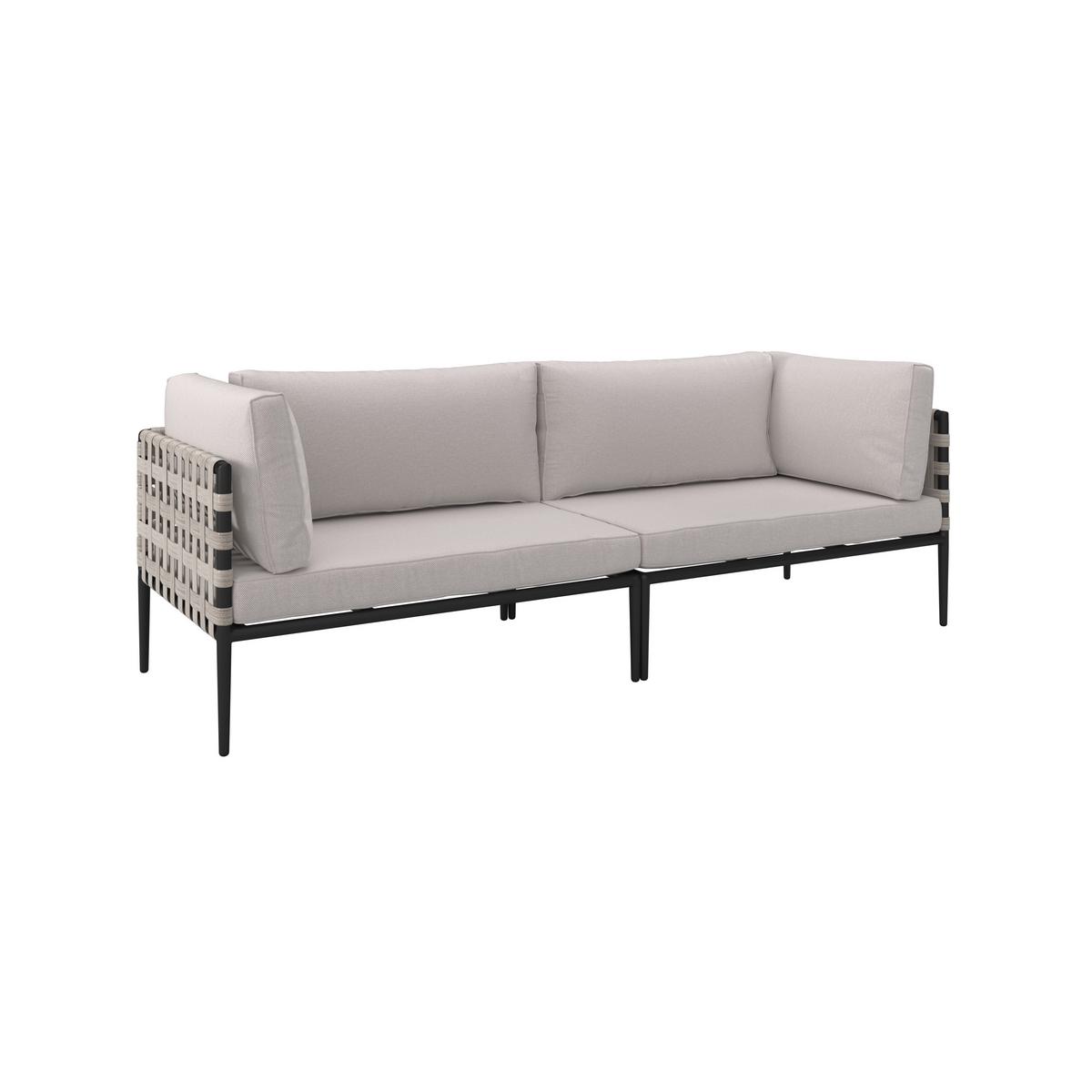 Loungegarnitur Enja Hellgrau Metall/Outdoorstoff +Abdeckung - Hellgrau/Schwarz, MODERN, Kunststoff/Textil (104/60/70cm) - Bessagi Garden