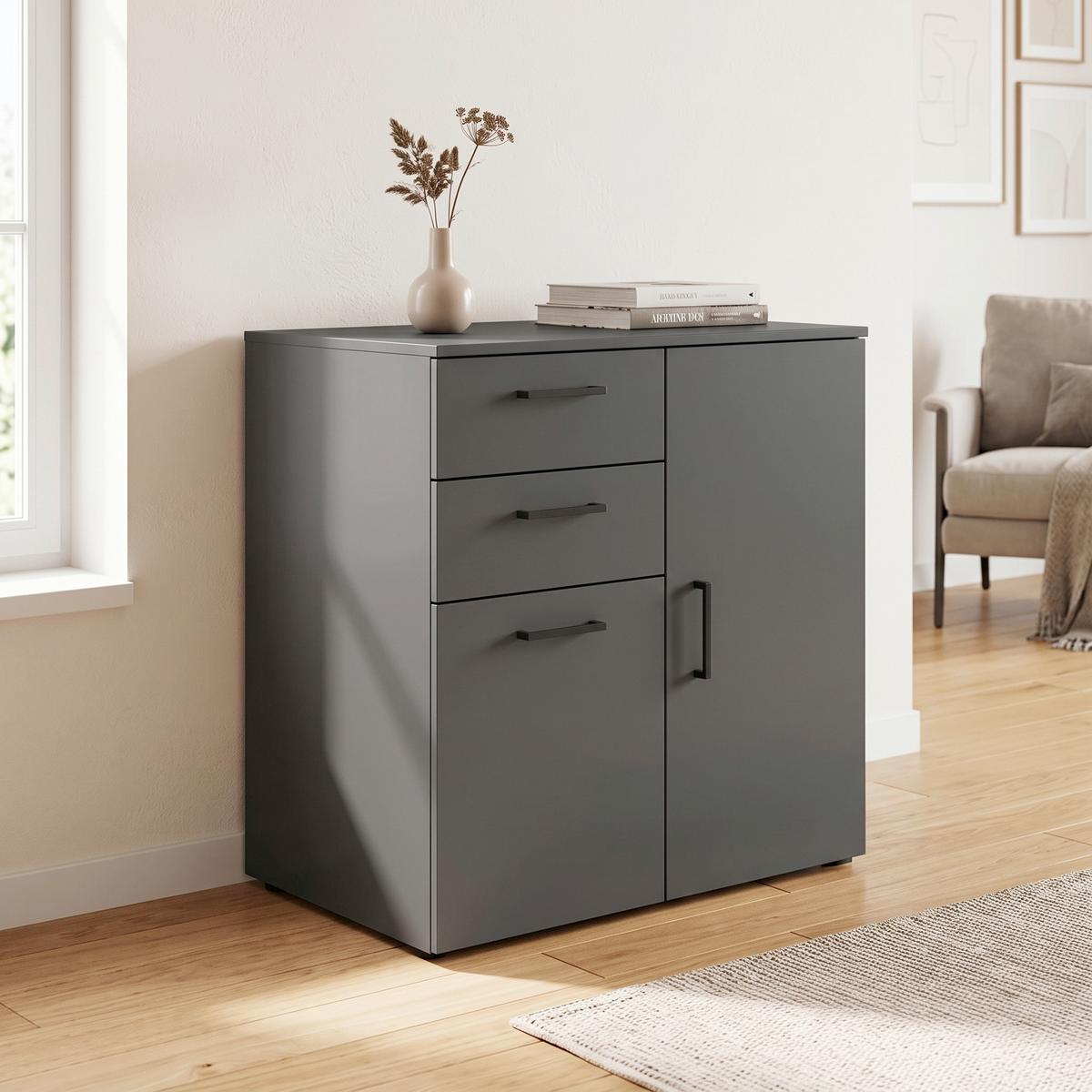 Komoda Multi - boje grafita/crna, Moderno, drvni materijal/plastika (80/83/52cm) - Modern Living