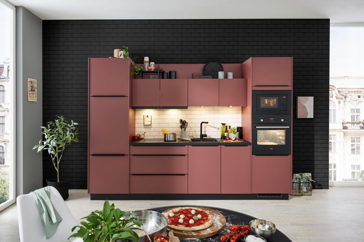 Konyhablokk Win - piros, Modern, faalapú anyag (311,4cm) - Express-Kuechen