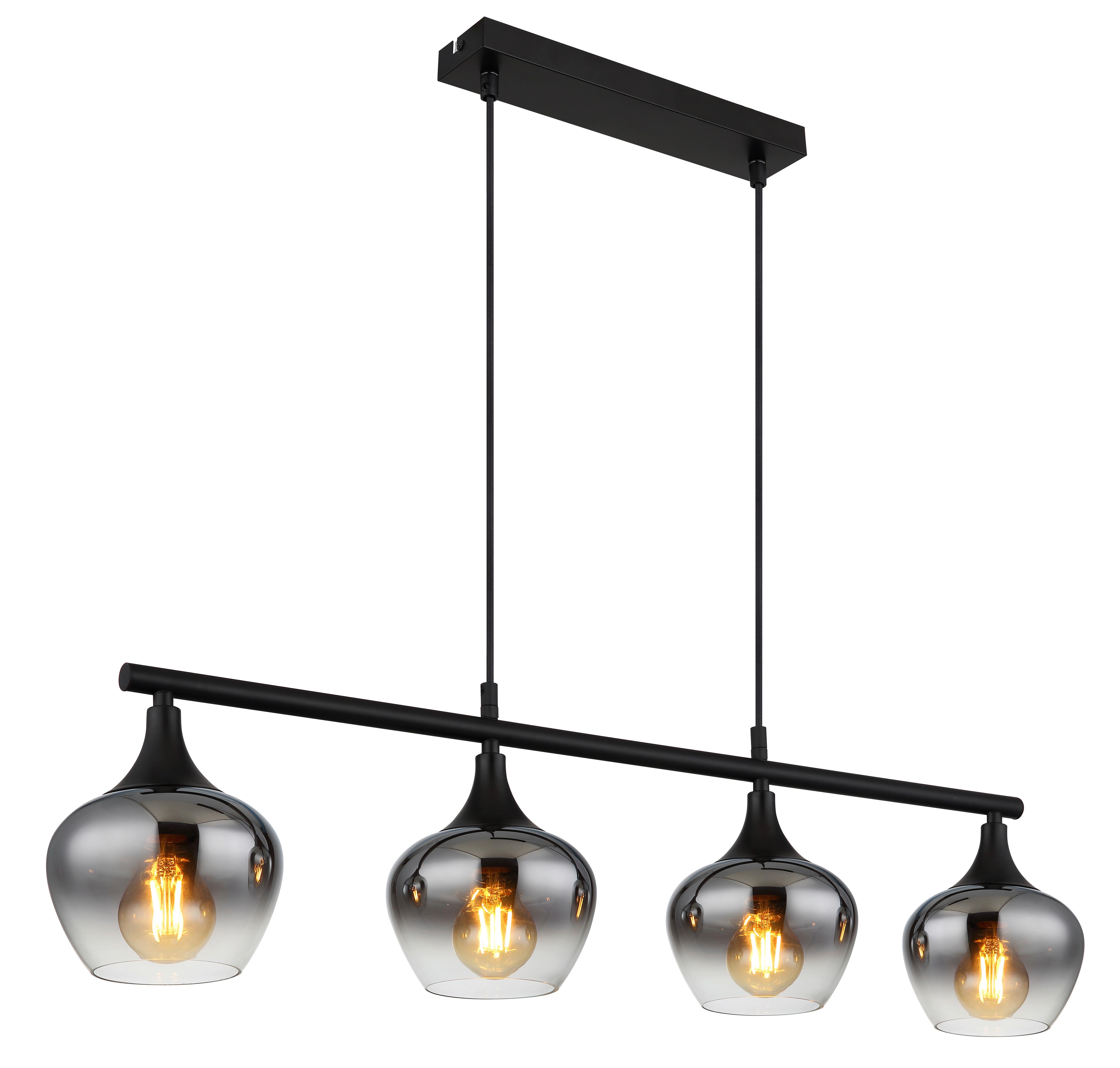 Hängeleuchte Alias Schwarz max. 40 Watt - Schwarz, MODERN, Glas/Metall (90/15/120cm) - Novel