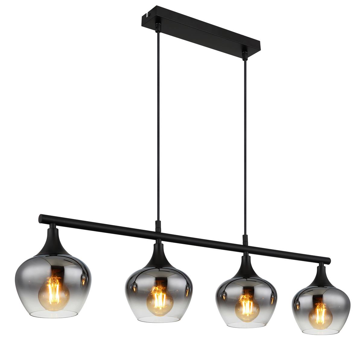 Hängeleuchte Maxy Schwarz max. 40 Watt - Schwarz, Basics, Glas/Textil (90/15/120cm) - Globo