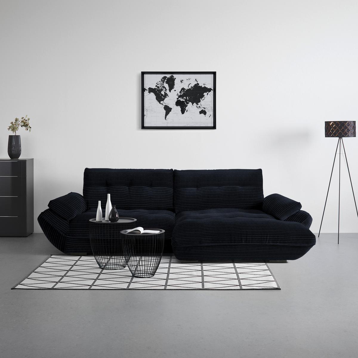 Wohnlandschaft Vivo Dunkelgrau ca. 317x63x179cm - Dunkelgrau/Schwarz, MODERN, Kunststoff/Textil (317/63/179cm) - Based