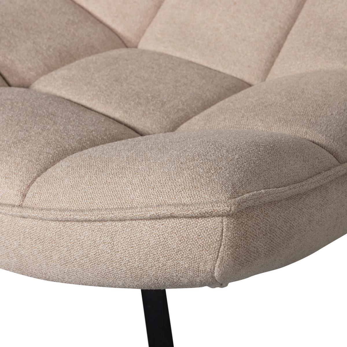 Sessel Maudi Naturfarben B: 74 cm - Schwarz/Naturfarben, Design, Textil/Metall (74/84/86cm) - Livetastic
