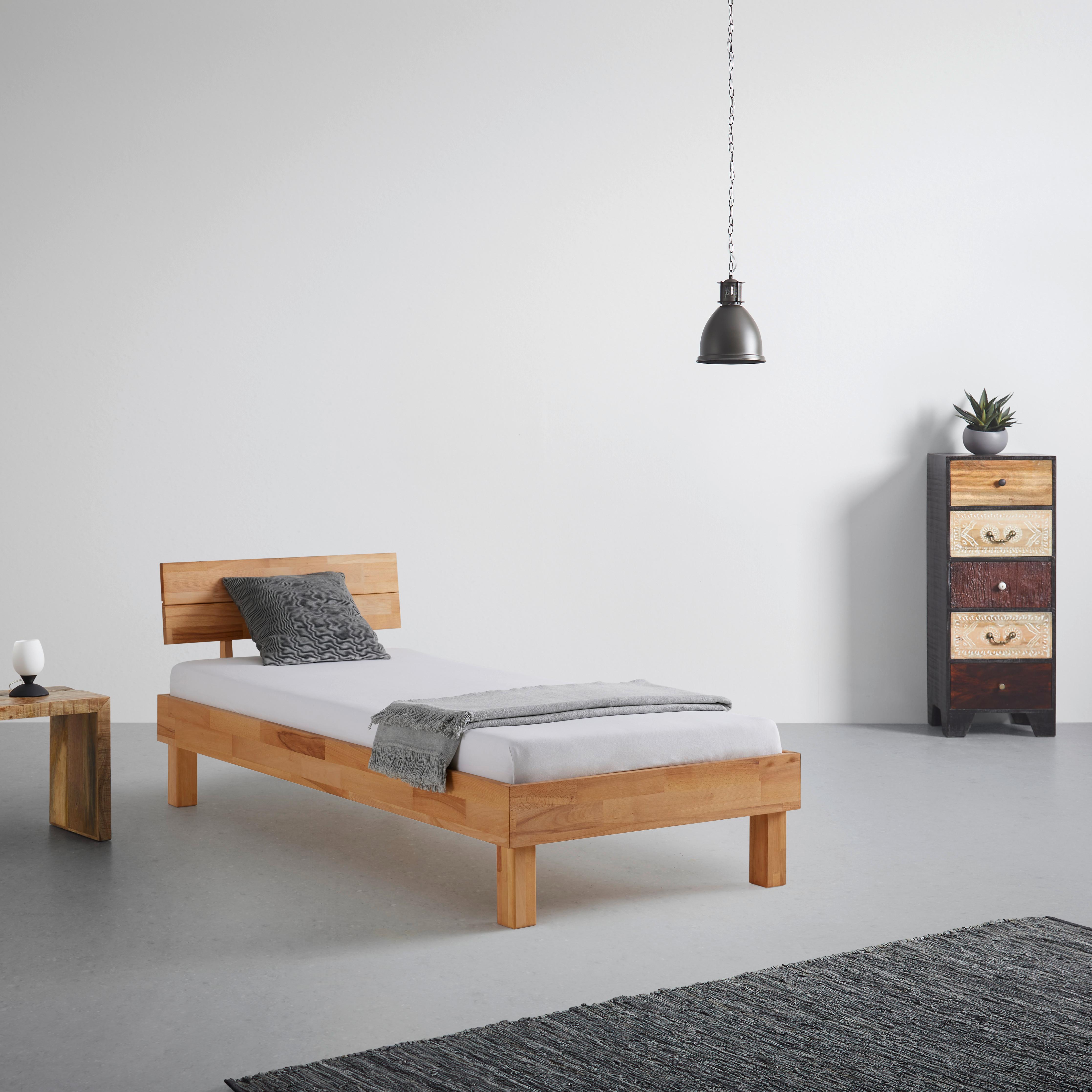 Bett aus Massiv Holz ca. 90x200cm - Naturfarben, KONVENTIONELL, Holz (90/200cm) - Based