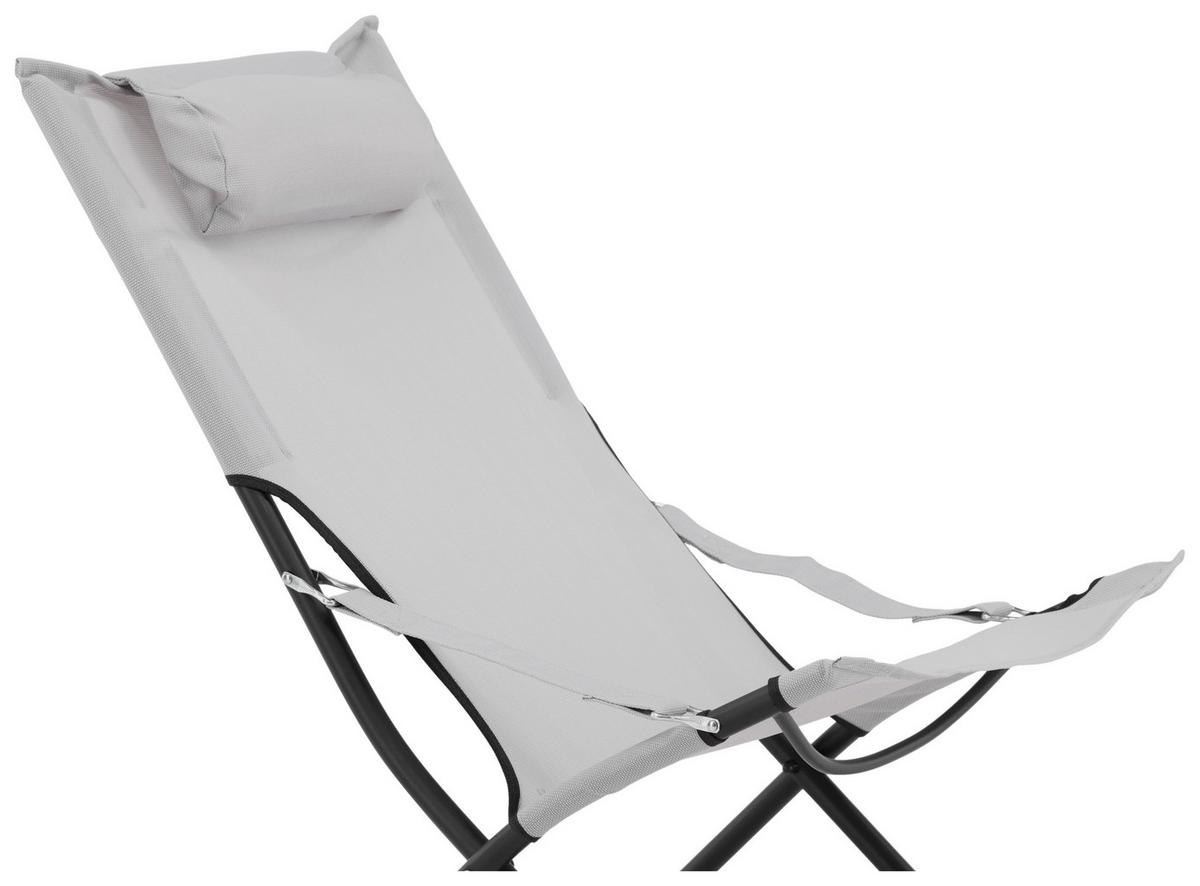 STRANDSTUHL SEVILLE - Schwarz/Grau, KONVENTIONELL, Textil/Metall (63/89/84cm) - Gardenson