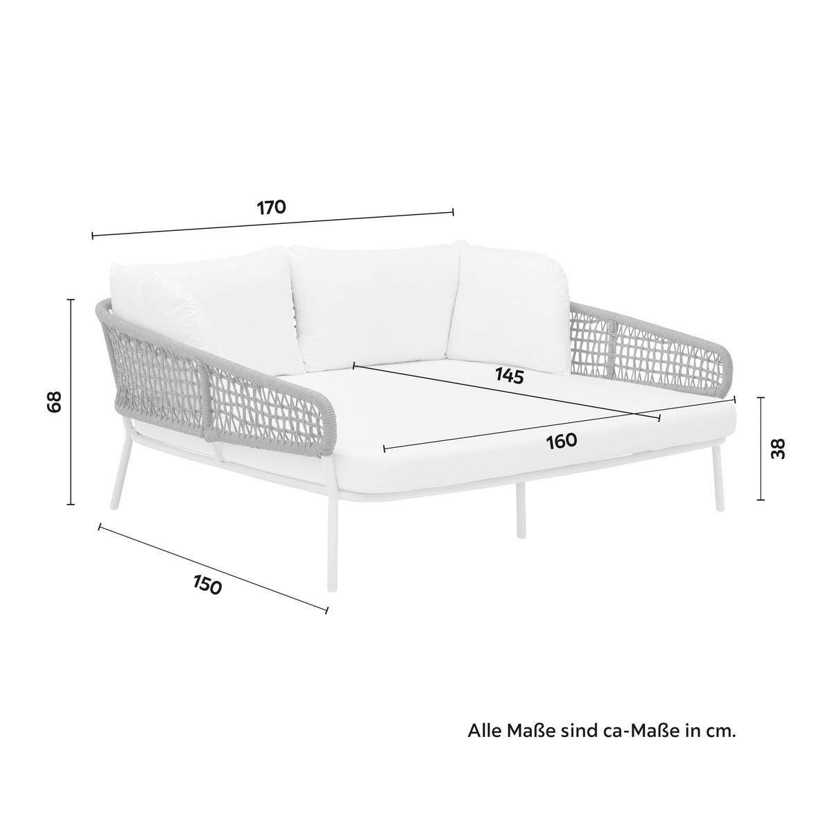 Sonnenliege Aisa Weiß/Türkis Aliminium/Outdoorstoff - Türkis/Weiß, MODERN, Textil/Metall (170/68/150cm) - Bessagi Garden