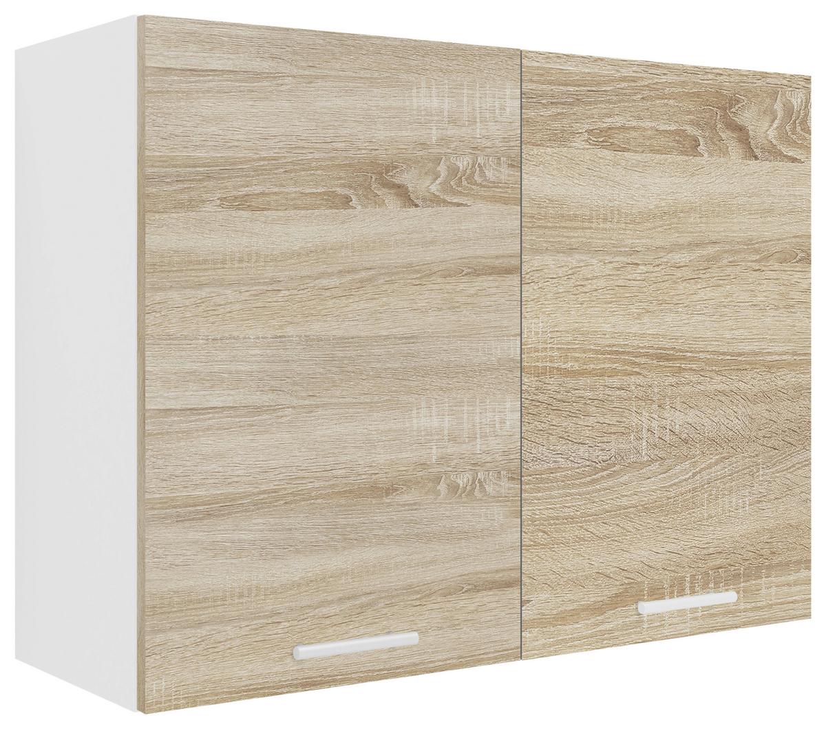 Kuhinjska Zgornja Omarica Esilo, Hrast, Bela - bela/barve aluminija, Konvencionalno, kovina/leseni material (80/60/31cm) - MID.YOU