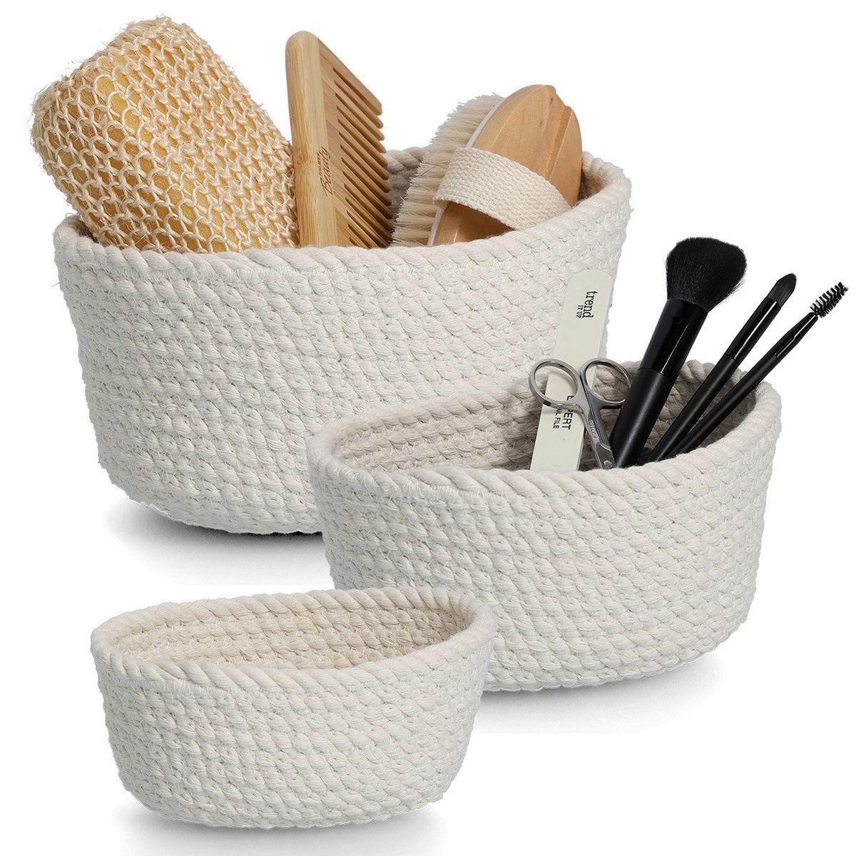 Korbset Weiß 3 Stk. - Weiß, Basics, Textil (24/17/13cm)