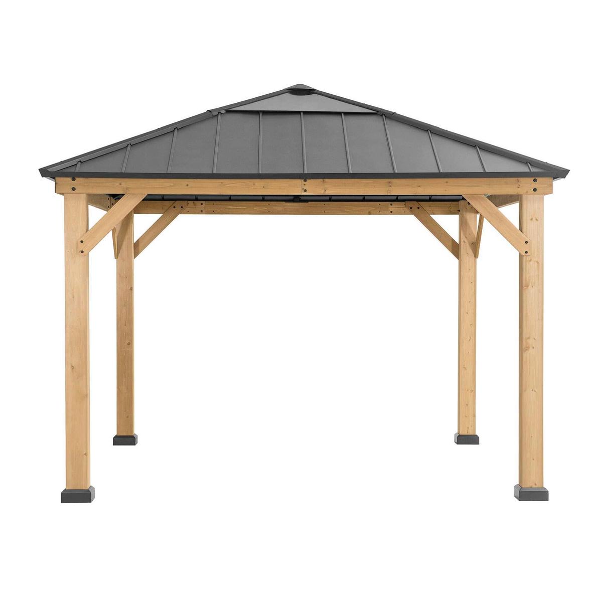 Pavillon Gazebo Pirin Anthrazit Echtholz - Anthrazit, Basics, Kunststoff/Metall (336/287/336cm) - Modante