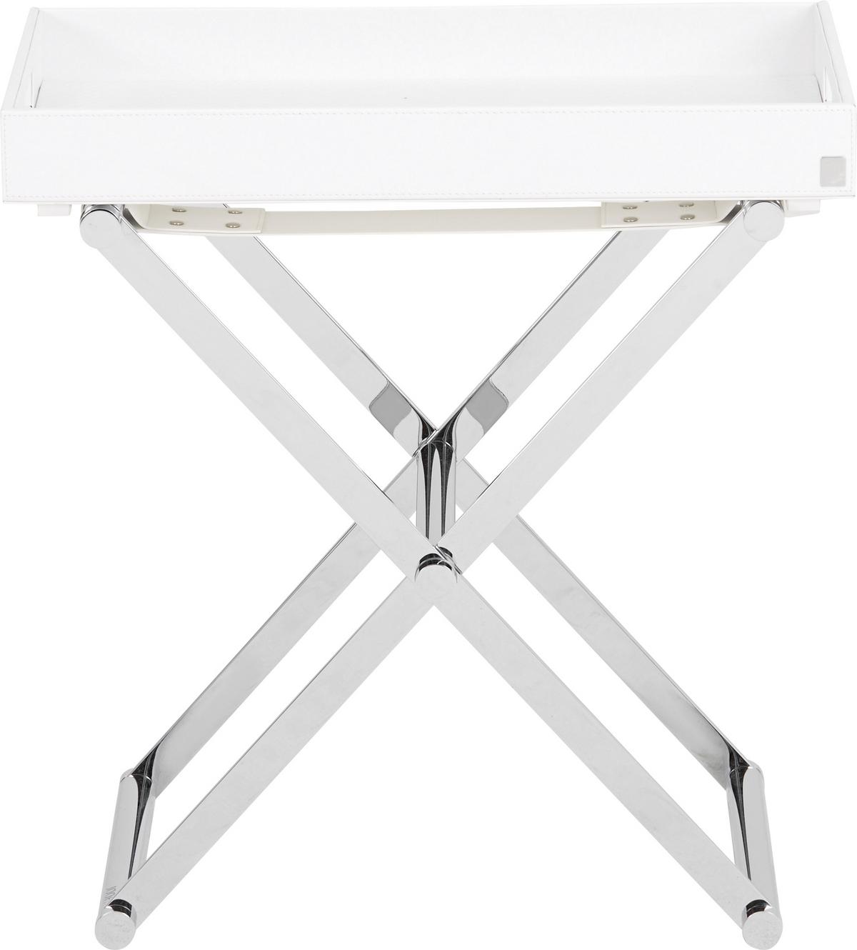 STOLIK BOCZNY HOMELINE - biały/kolor chromowy, Basics, metal/tkanina (52/32/50cm) - Joop!