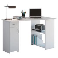 Kotna Pisalna Miza Linzia, Bela - barve nerjavečega jekla/bela, Konvencionalno, umetna masa/leseni material (77/118/76cm) - MID.YOU