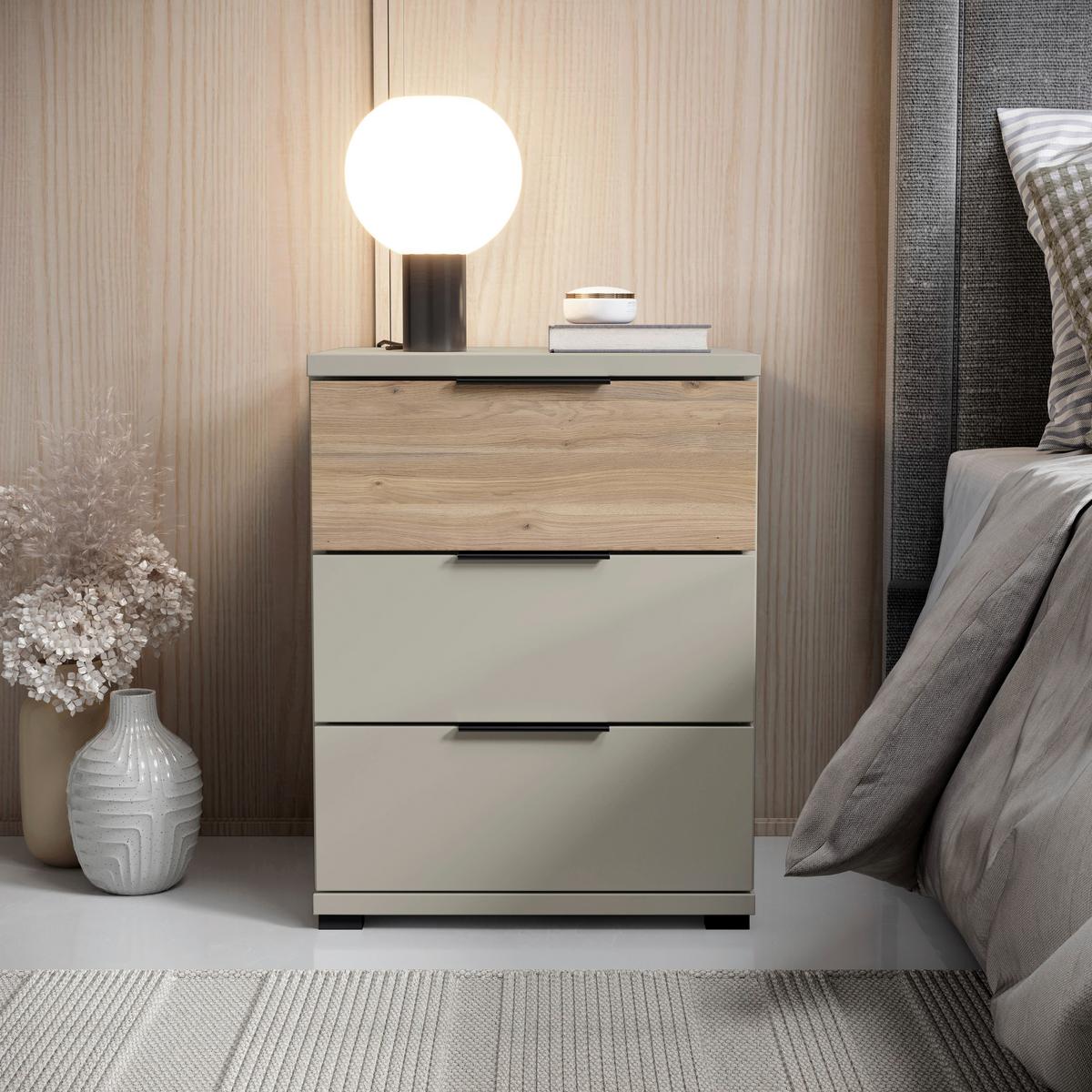 Noćni Ormarić Tessona - kašmir/boje hrasta, Trend, drvni materijal/plastika (46/61/42cm) - Modern Living