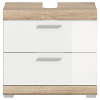 Waschbeckenunterschrank Lambada - Weiss Hochglanz/Silberfarben, Modern, Holzwerkstoff/Kunststoff (60/56/34cm) - MID.YOU