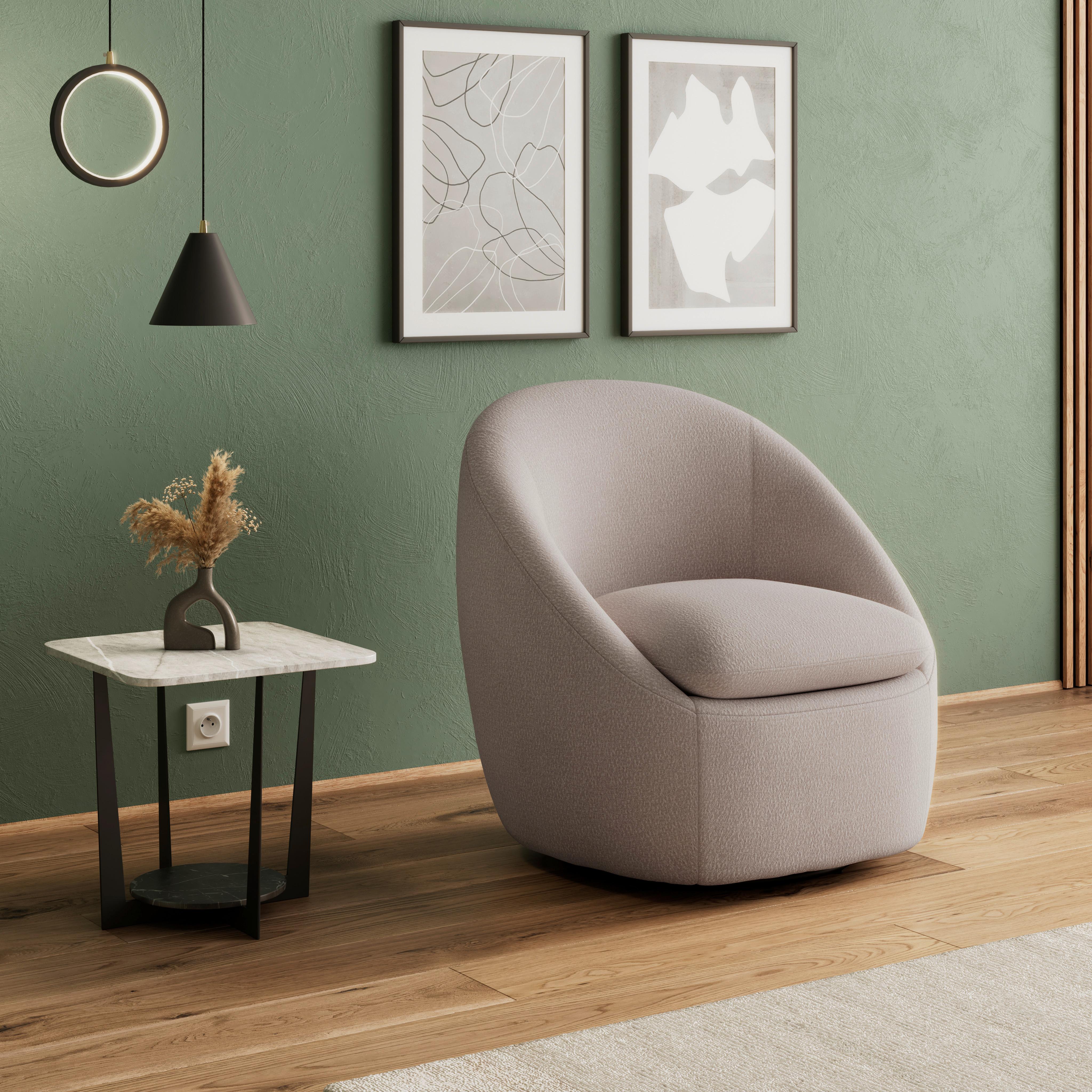 Sessel Dora Chenille Creme - Creme/Schwarz, MODERN, Holz/Textil (77/74/73cm)