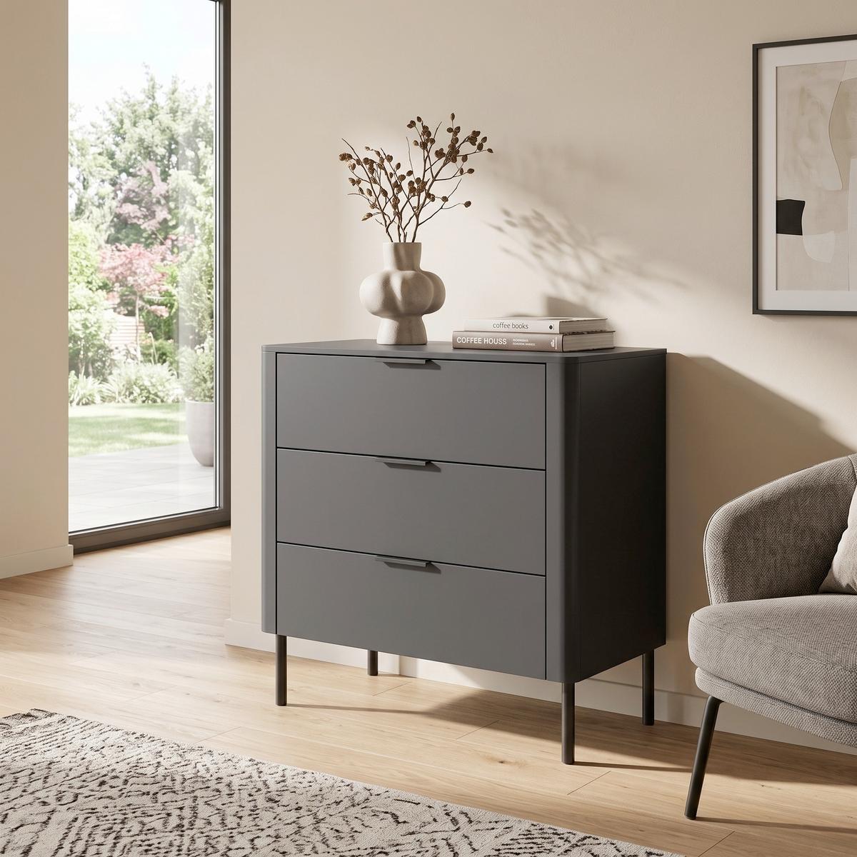 Kommode Gunnar Schwarz B: 94 cm - Schwarz, Design, Holz/Metall (94/93/52cm) - Livetastic