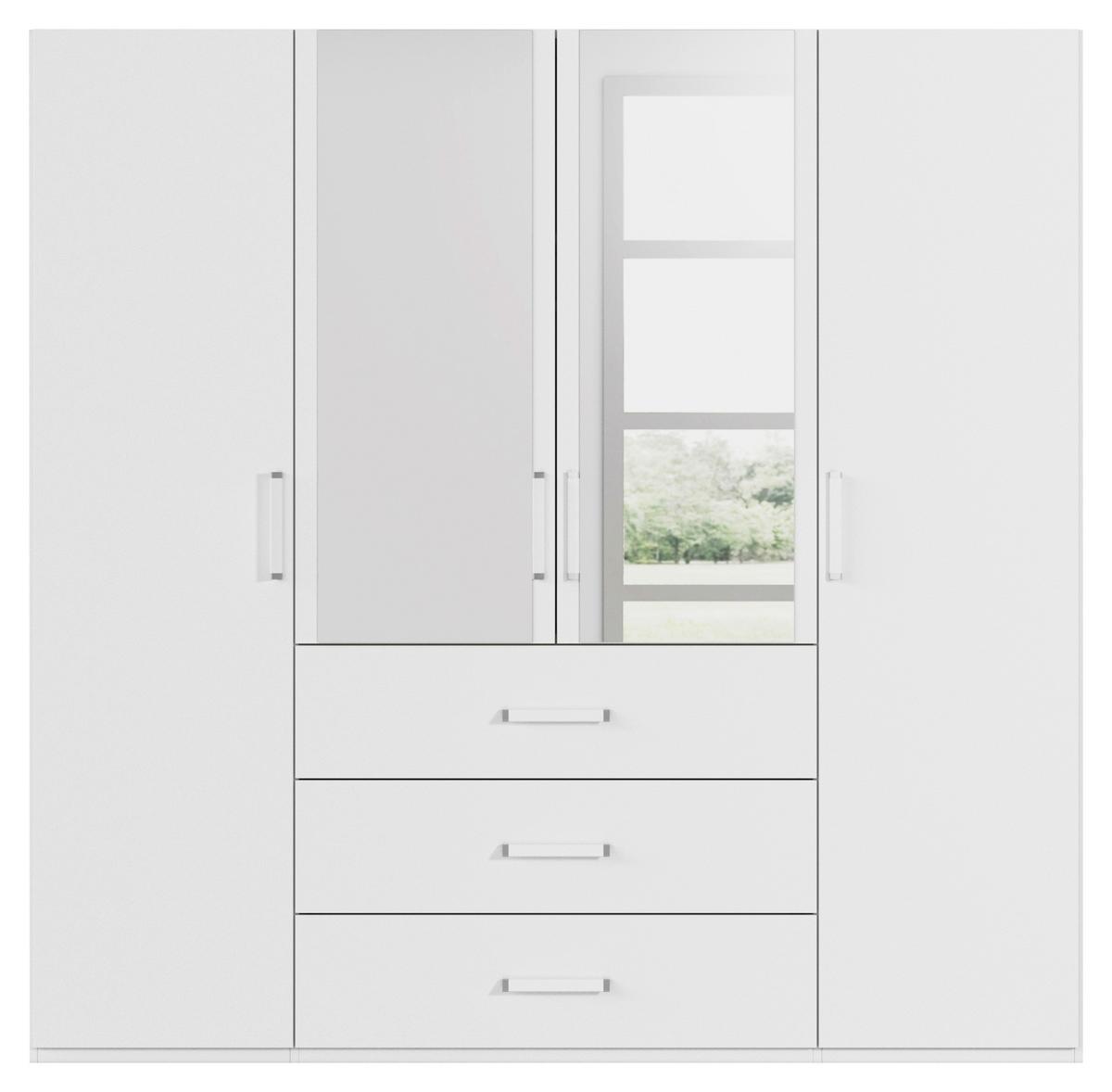 Omara S Klasičnimi Vrati Evelyn, Bela - bela, Design, umetna masa/steklo (201/197/60cm) - Novel